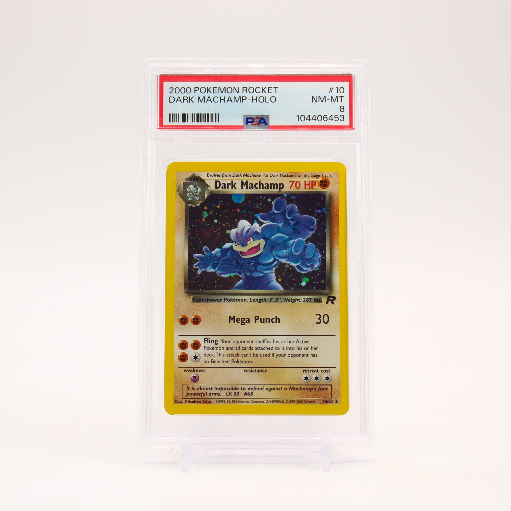 Dark Machamp - 10/82 PSA 8 Team Rocket Unlimited Holo Rare Pokemon - NM/MINT