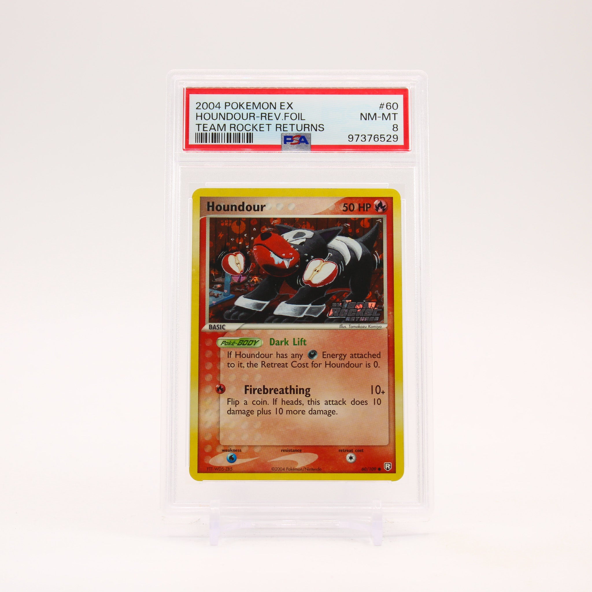 Houndour - 60/109 PSA 8 Team Rocket Returns Reverse Holo Pokemon - NM/MINT