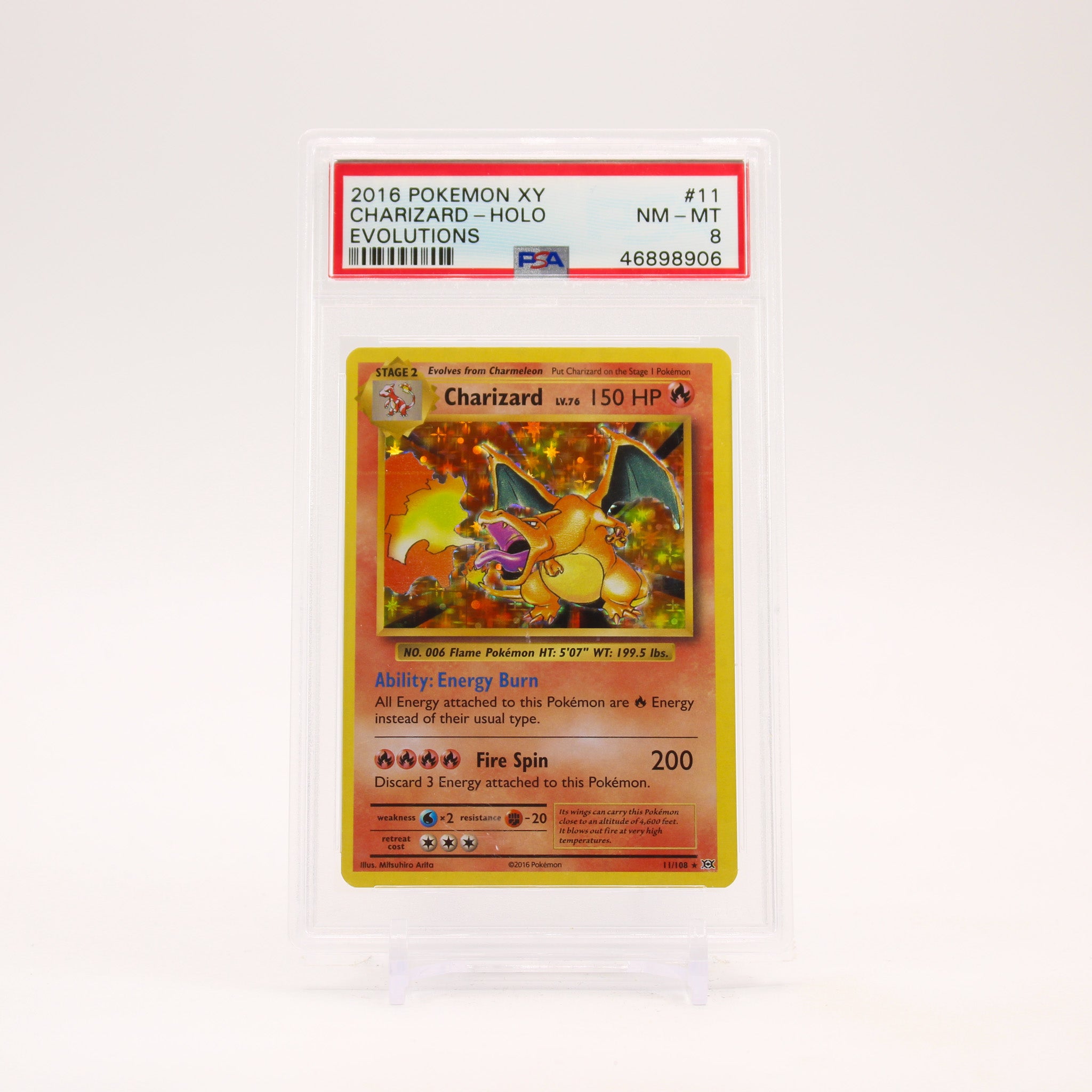 Charizard - 11/108 PSA 8 Evolutions Holo Rare Pokemon SCUFFED CASE - NM/MINT