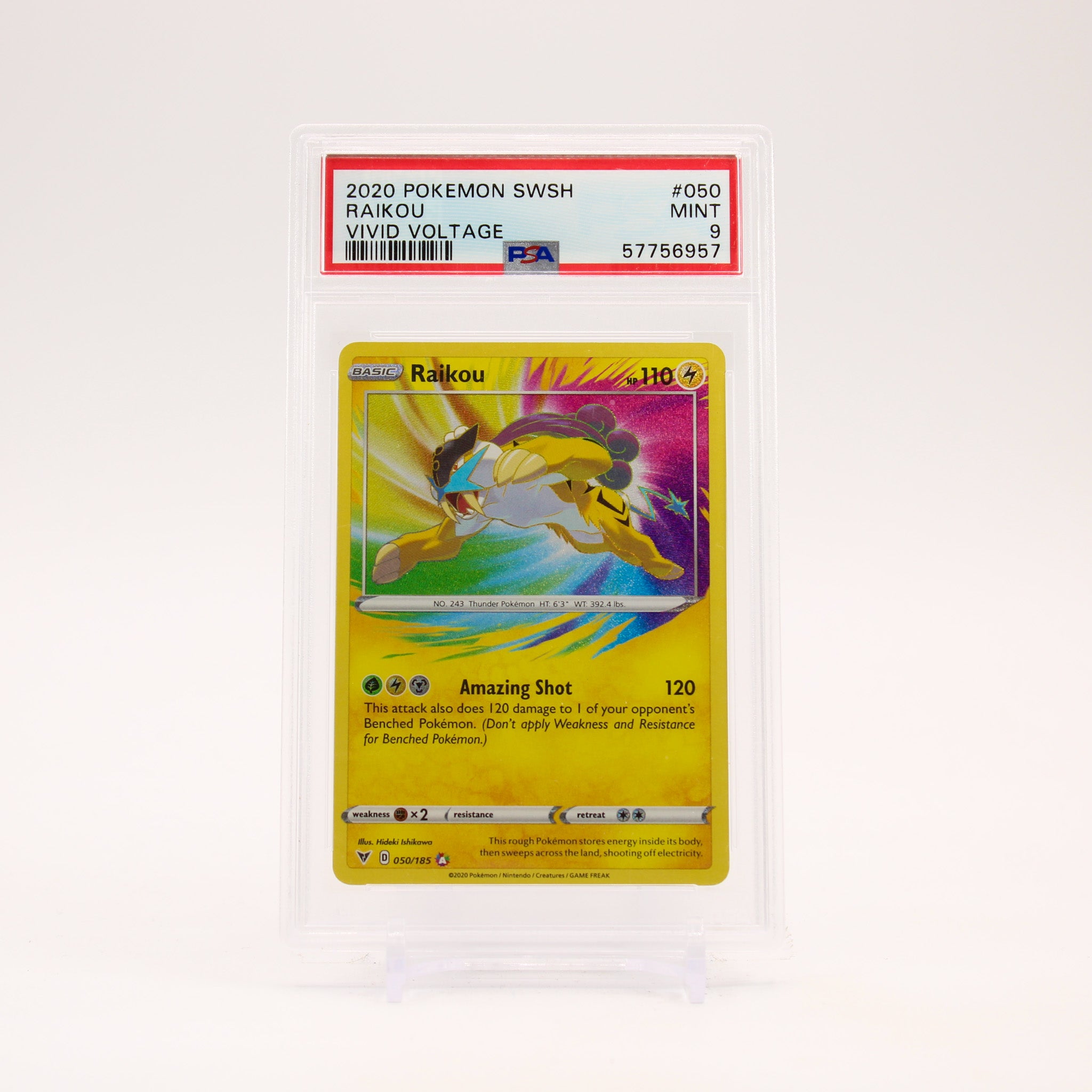 Raikou - 050/185 PSA 9 Vivid Voltage Amazing Rare Pokemon - MINT