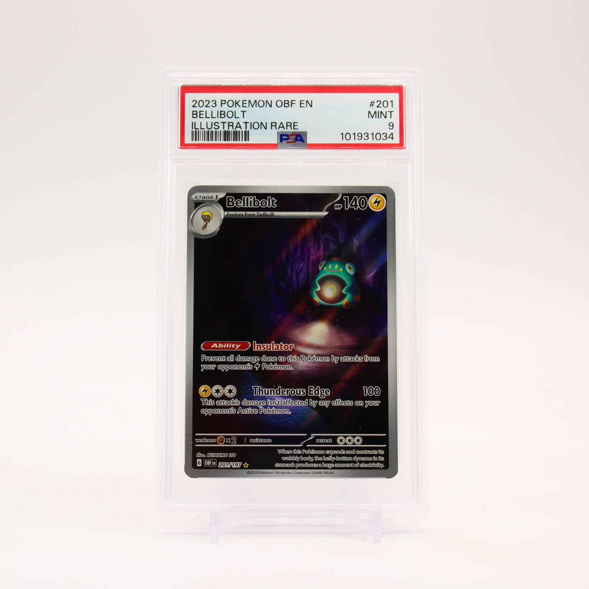 Bellibolt - 201/197 PSA 9 Obsidian Flames Illustration Rare Pokemon - MINT