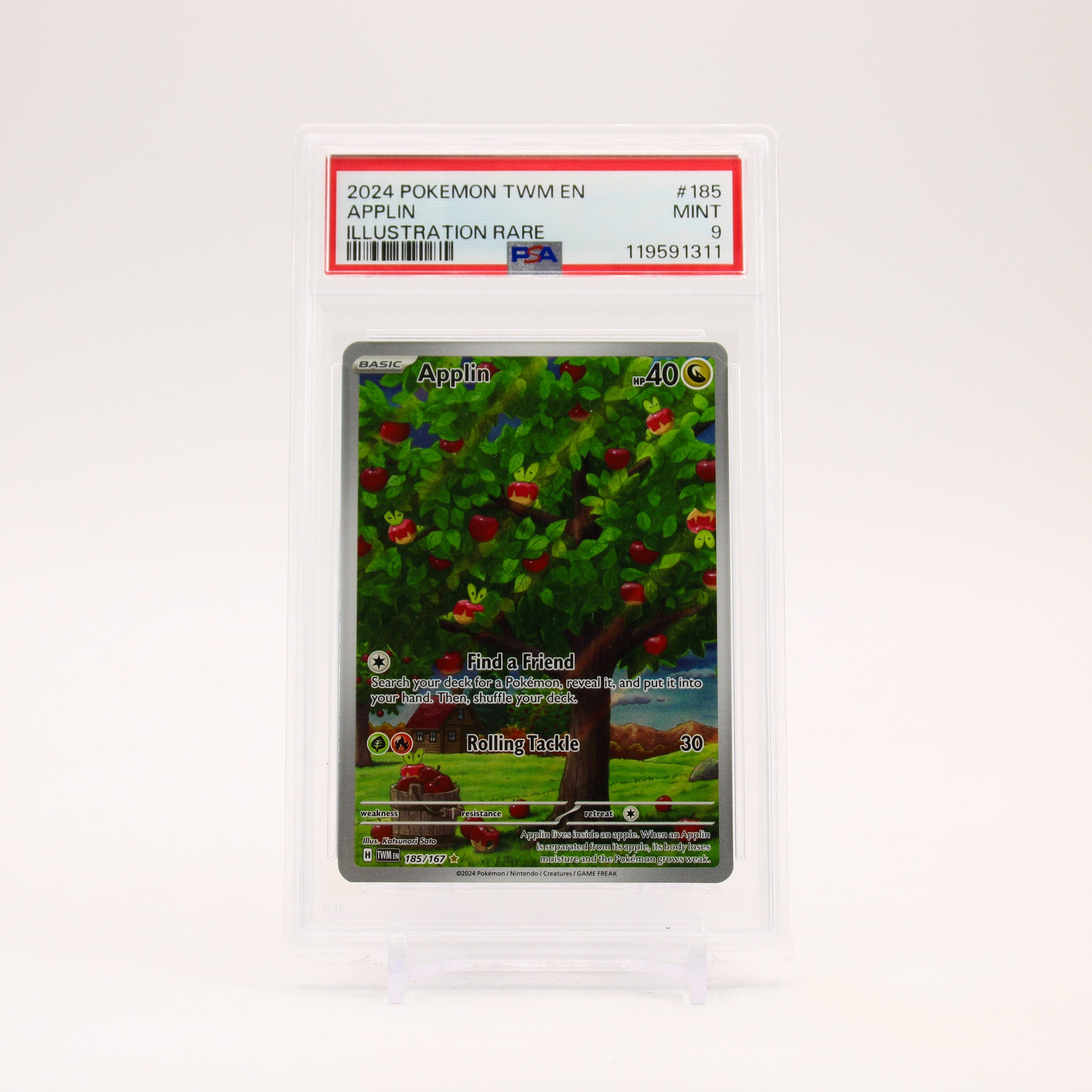 Applin - 185/167 PSA 9 Twilight Masquerade Illustration Rare Pokemon - MINT