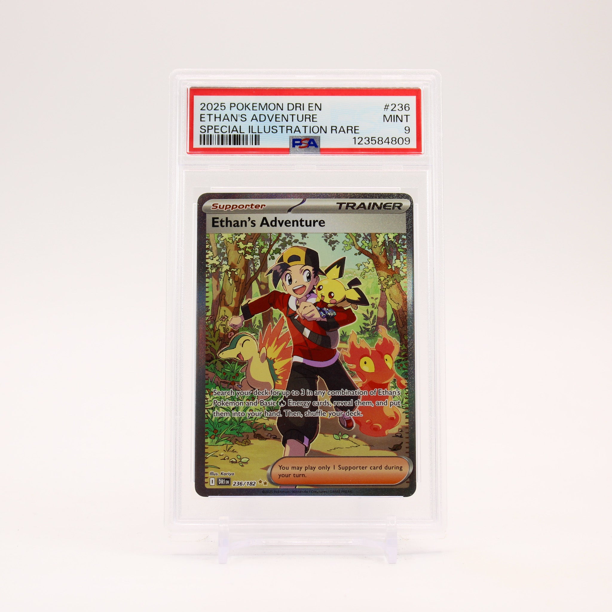 Ethan's Adventure - 236/182 PSA 9 Destined Rivals Special Illustration Trainer - MINT