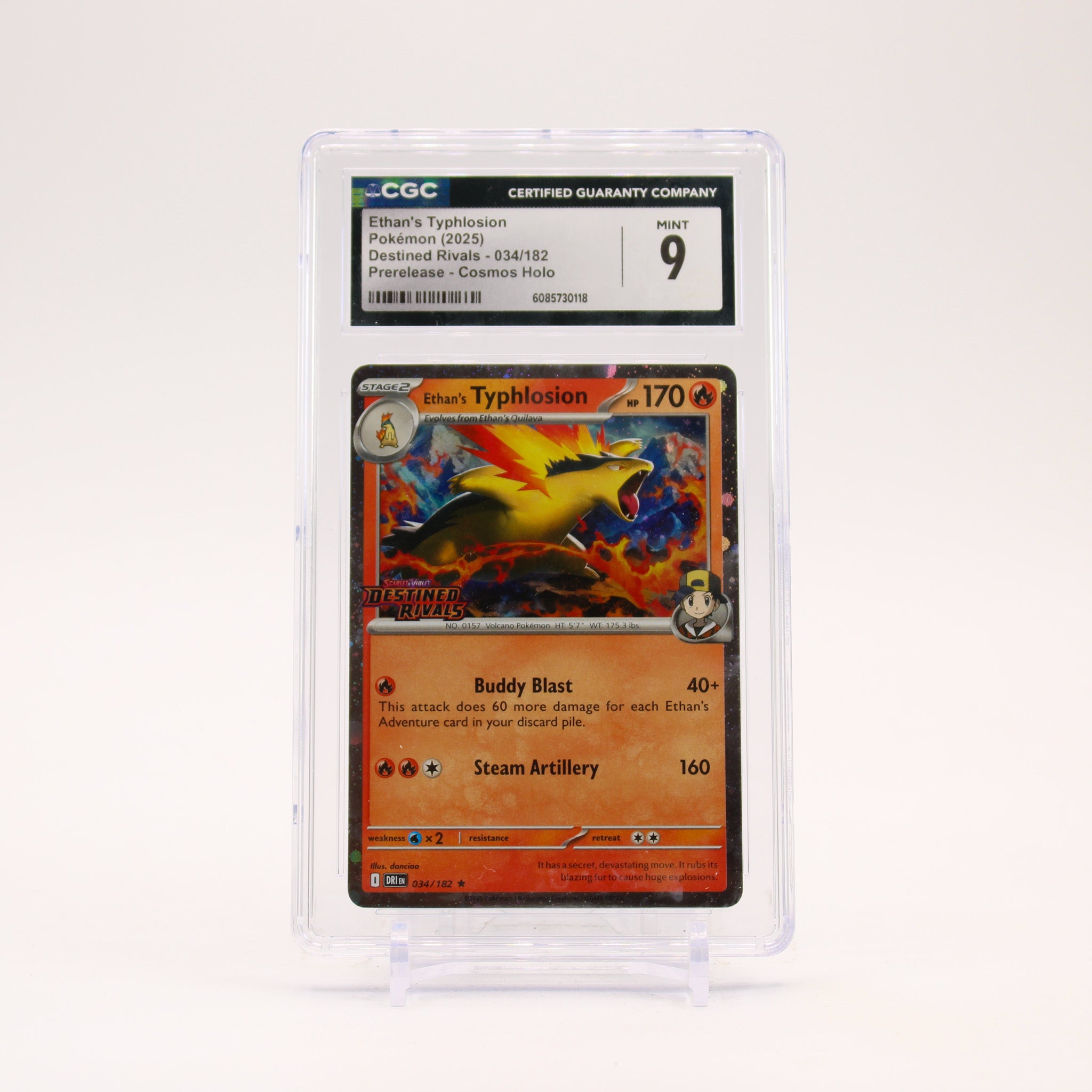 Ethan's Typhlosion - 034/182 CGC 9 Destined Rivals Pre Release Stamped holo Pokemon - MINT