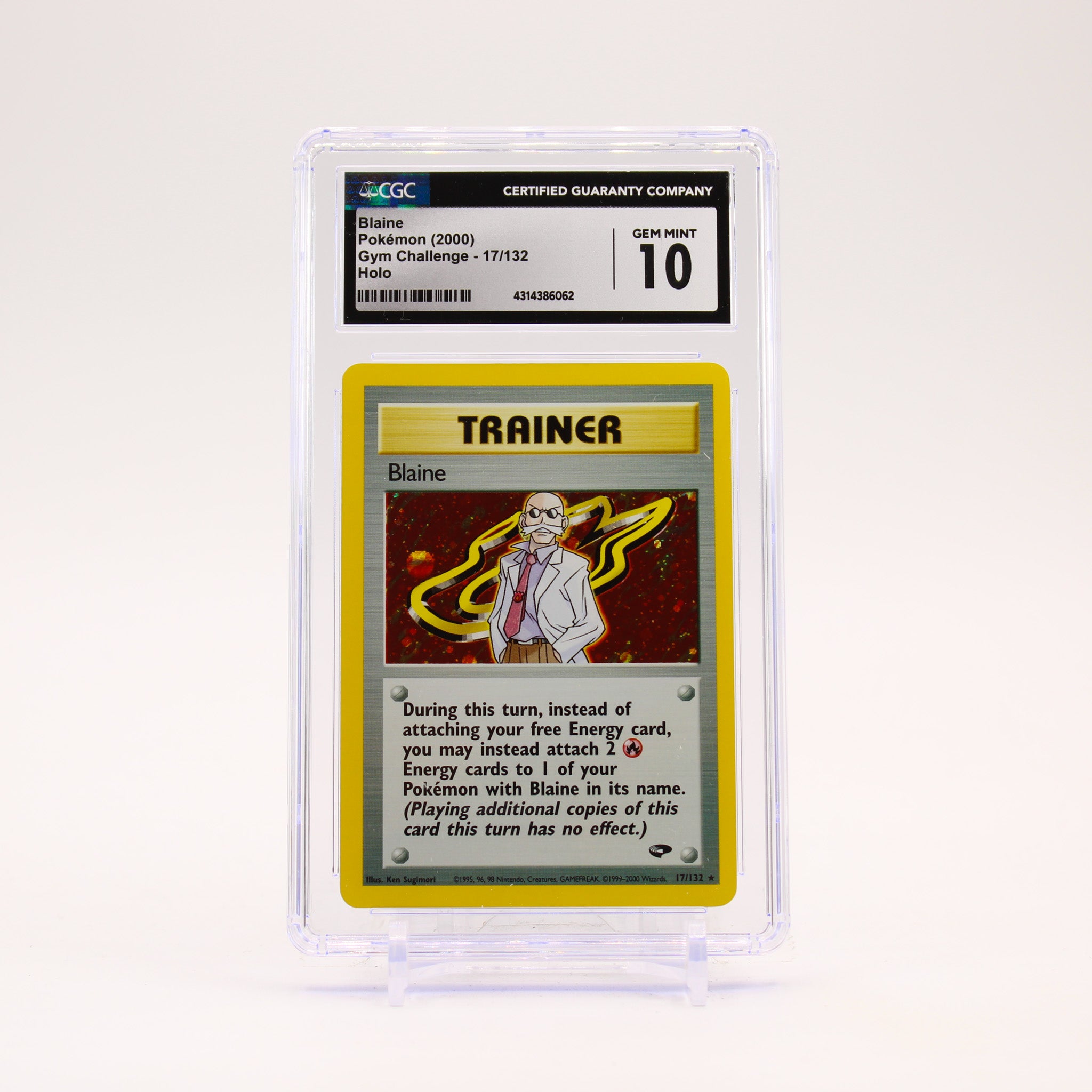 Blaine - 17/132 CGC 10 Gym Challenge Unlimited Holo Rare Trainer - GEM MT