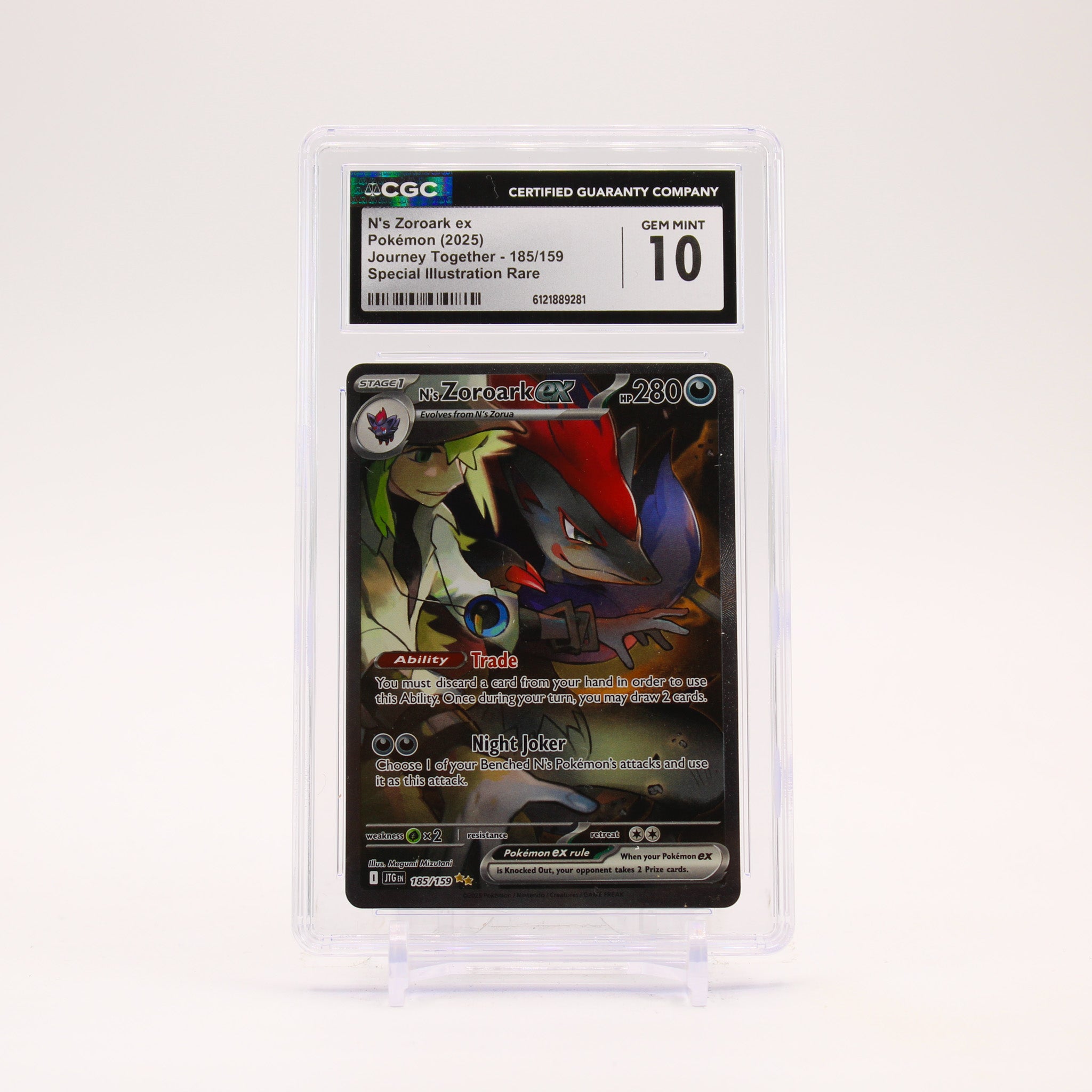 N's Zoroark ex - 185/159 CGC 10 Journey Together Special Illustration Pokemon - GEM MT