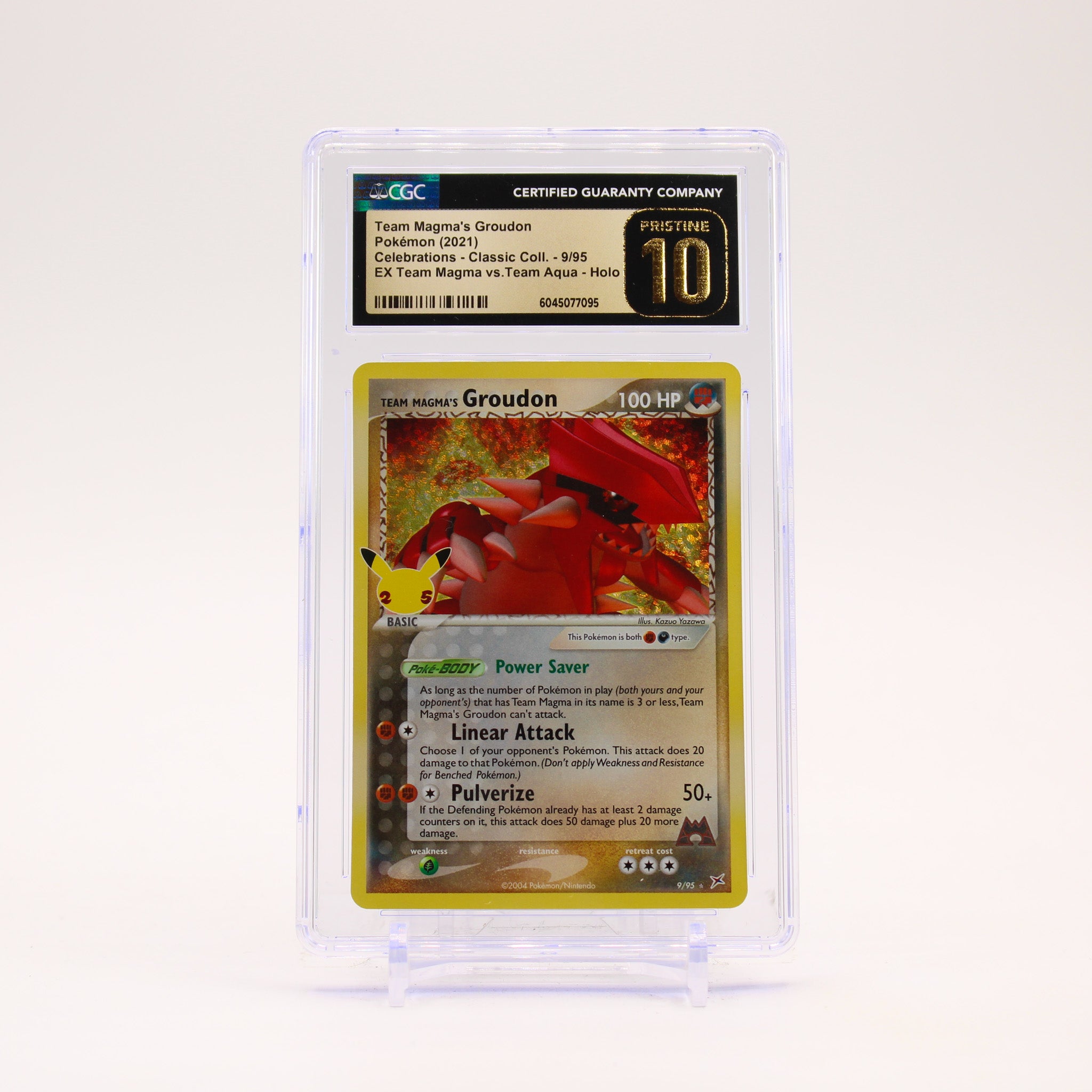 Team Magma's Groudon - 9/95 CGC 10 Celebrations 25th Classic Collection Holo Pokemon - PRISTINE