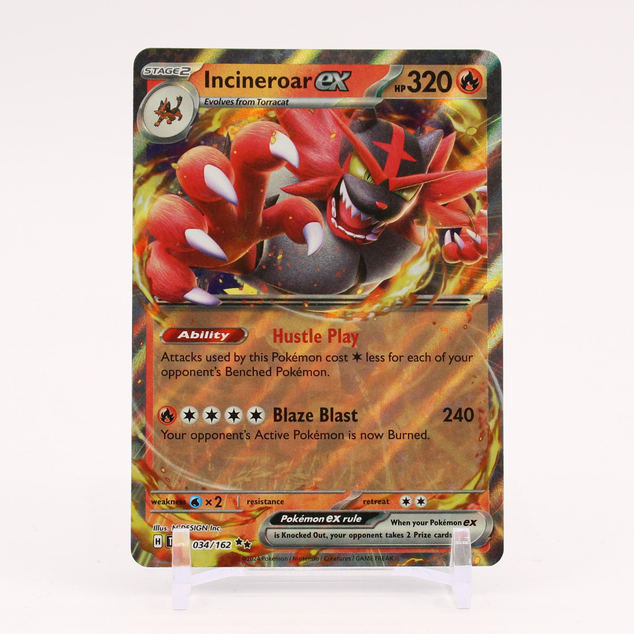 Incineroar ex - 034/162 Temporal Forces Double Rare Pokemon - NM/MINT