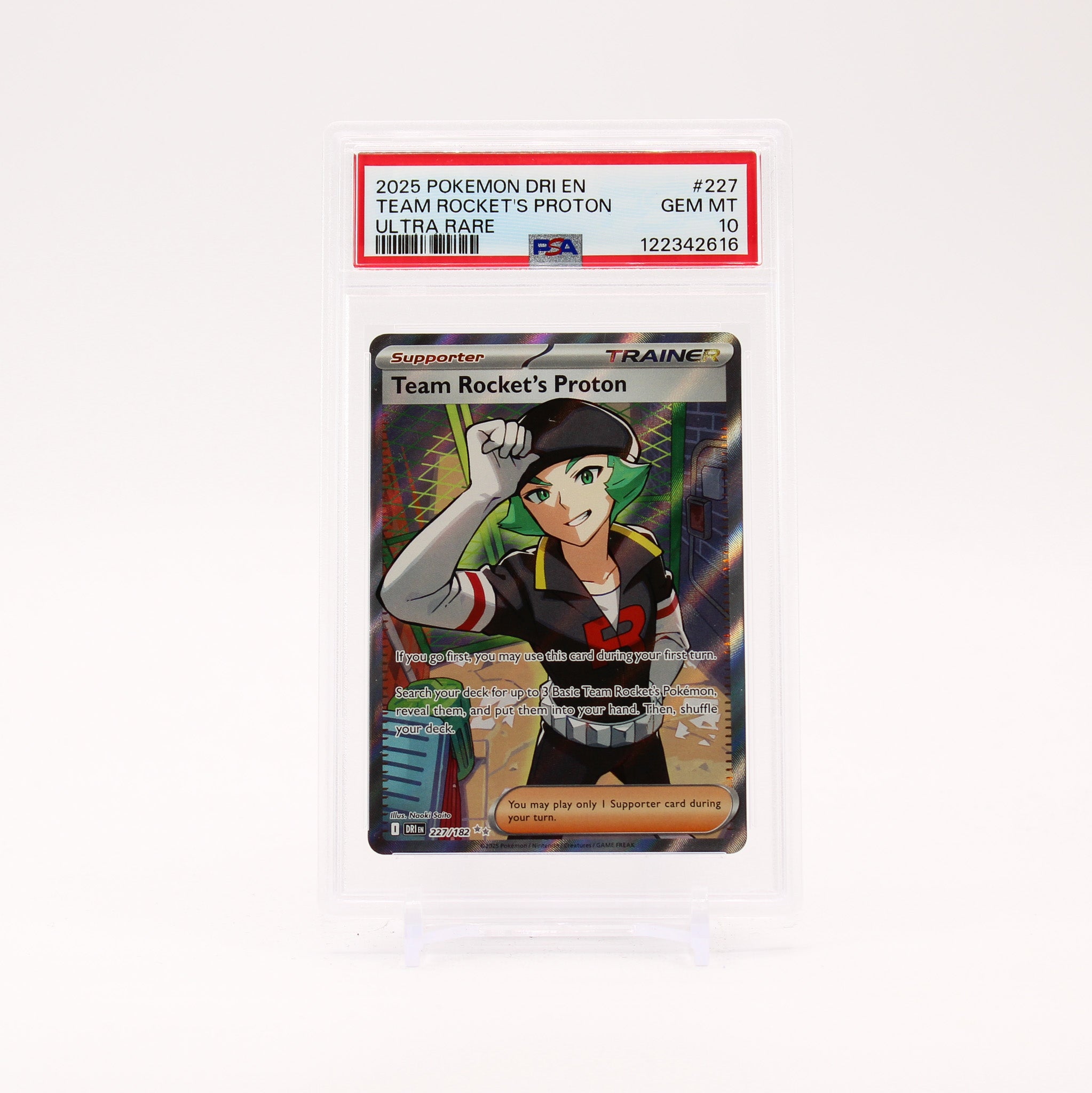 Team Rocket's Proton - 227/182 PSA 10 Destined Rivlas Full Art Trainer - GEM MT