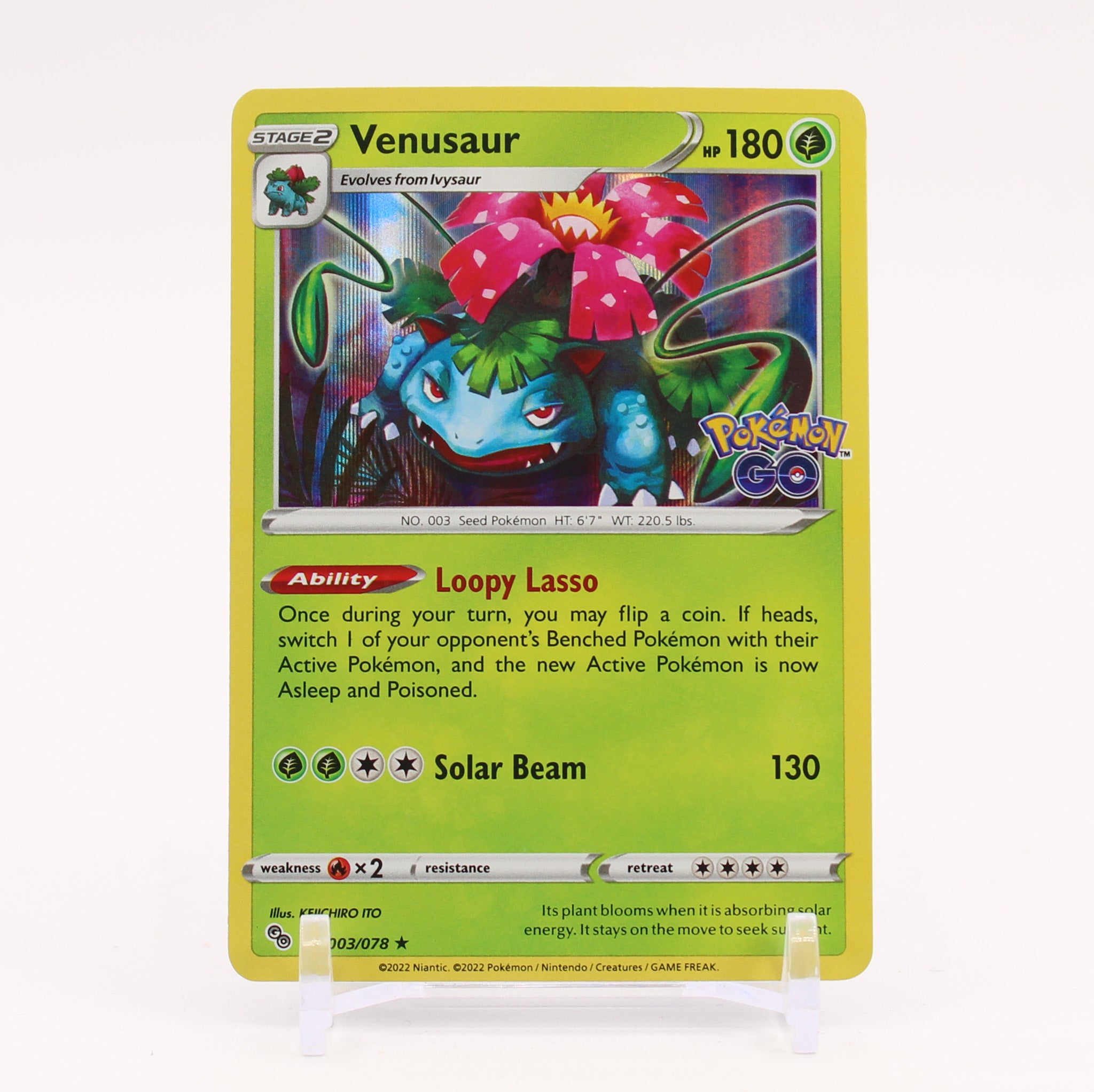 Venusaur - 003/078 Pokemon GO Holo Rare - NM/MINT