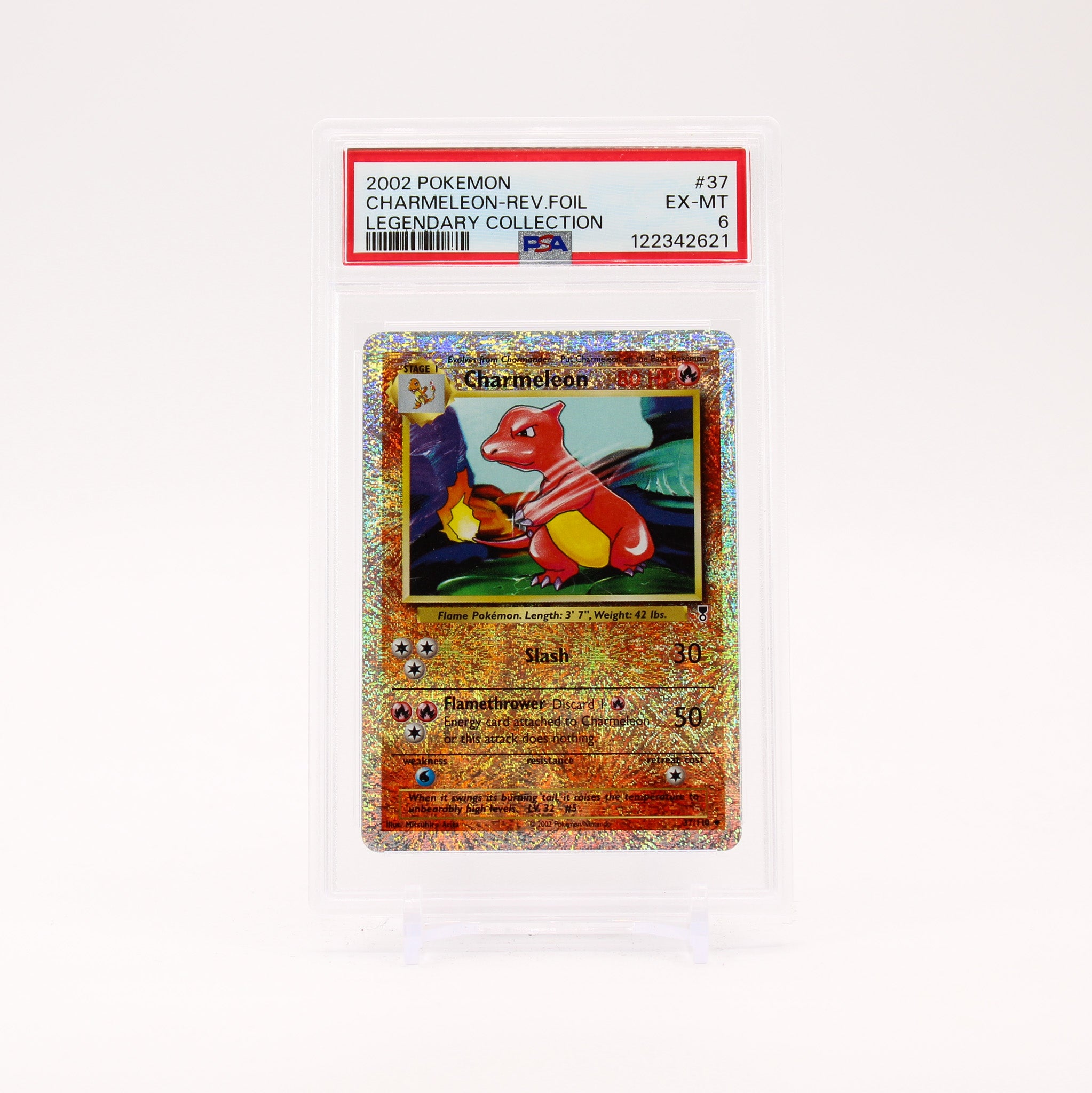 Charmeleon - 37/110 PSA 6 Legendary Collection Reverse Holo Firecracker Pokemon - EX/MT