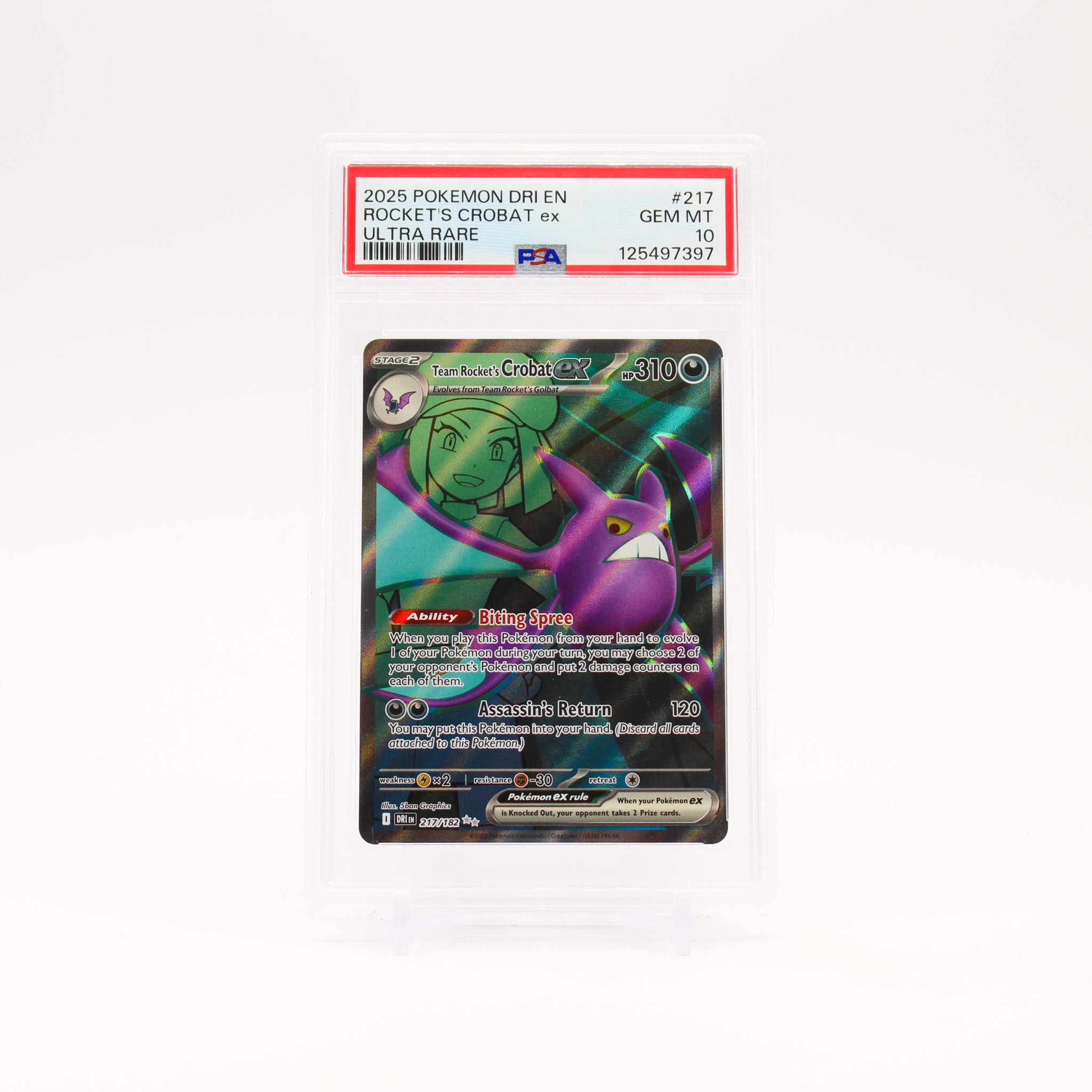Team Rocket's Crobat ex - 217/182 PSA 10 Destined Rivals Full Art Pokemon - GEM MT