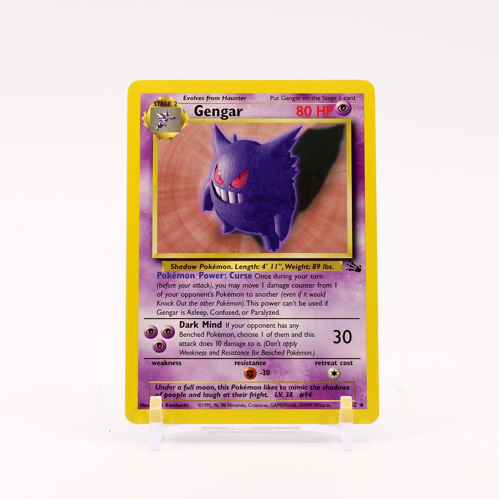 Gengar - 20/62 Fossil Unlimited Rare Pokemon - NM/LP
