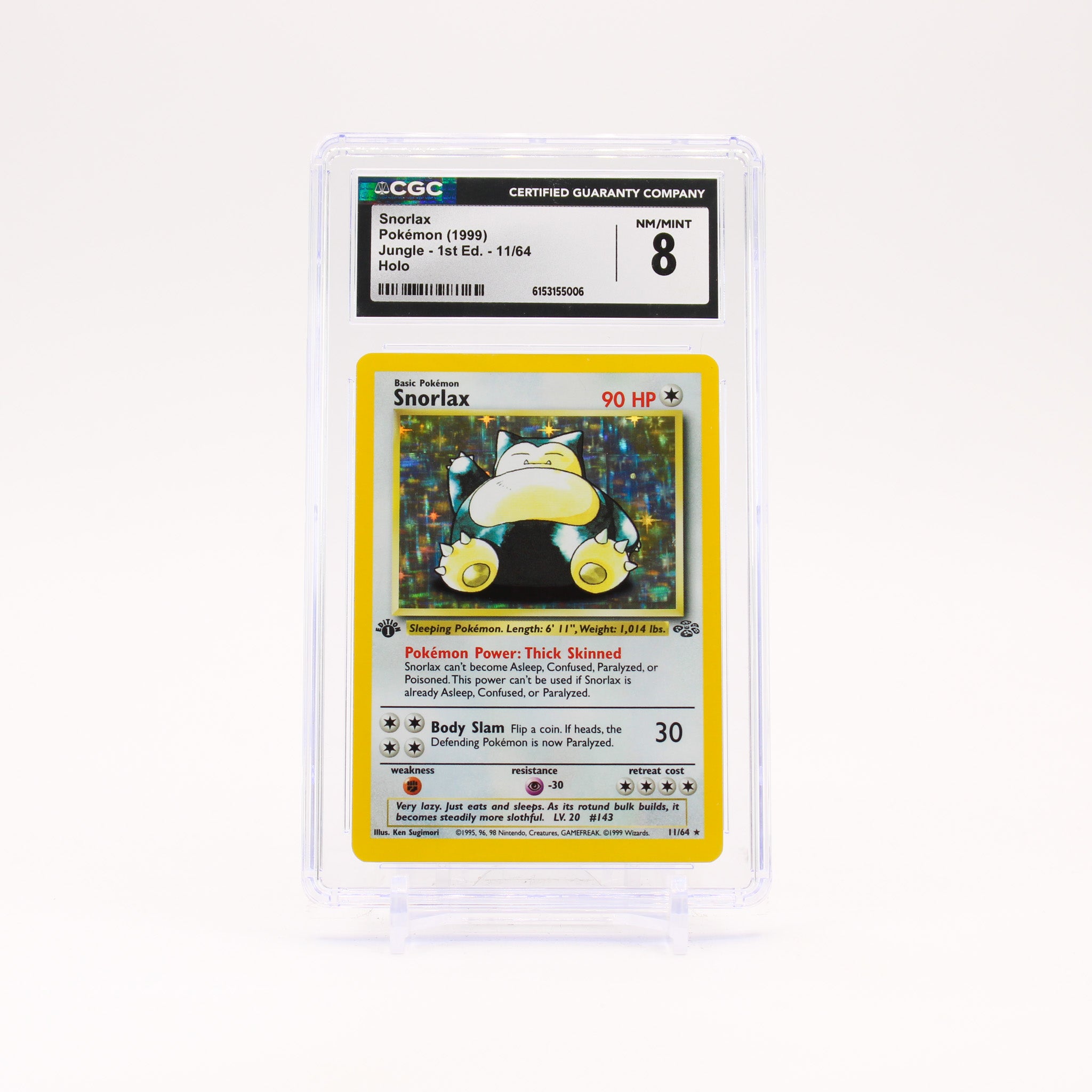 Snorlax - 11/64 CGC 8 Jungle 1st Edition Holo Rare Pokemon - NM/MINT