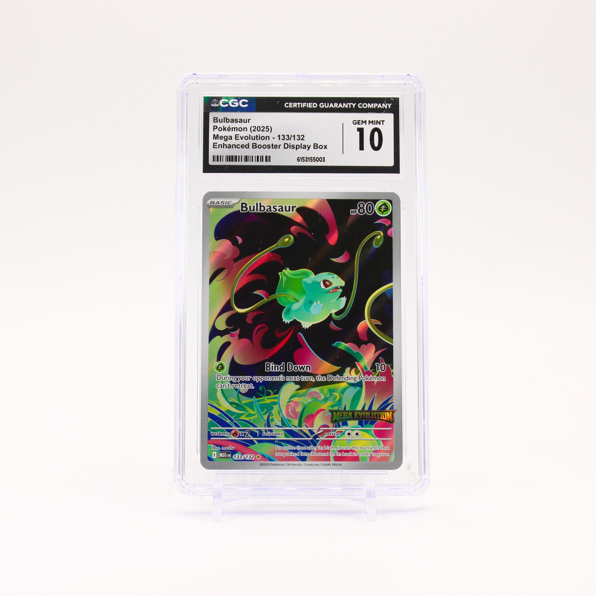 Bulbasaur - 133/132 CGC 10 Mega Evolution BOX TOPPER Promo Pokemon - GEM MINT