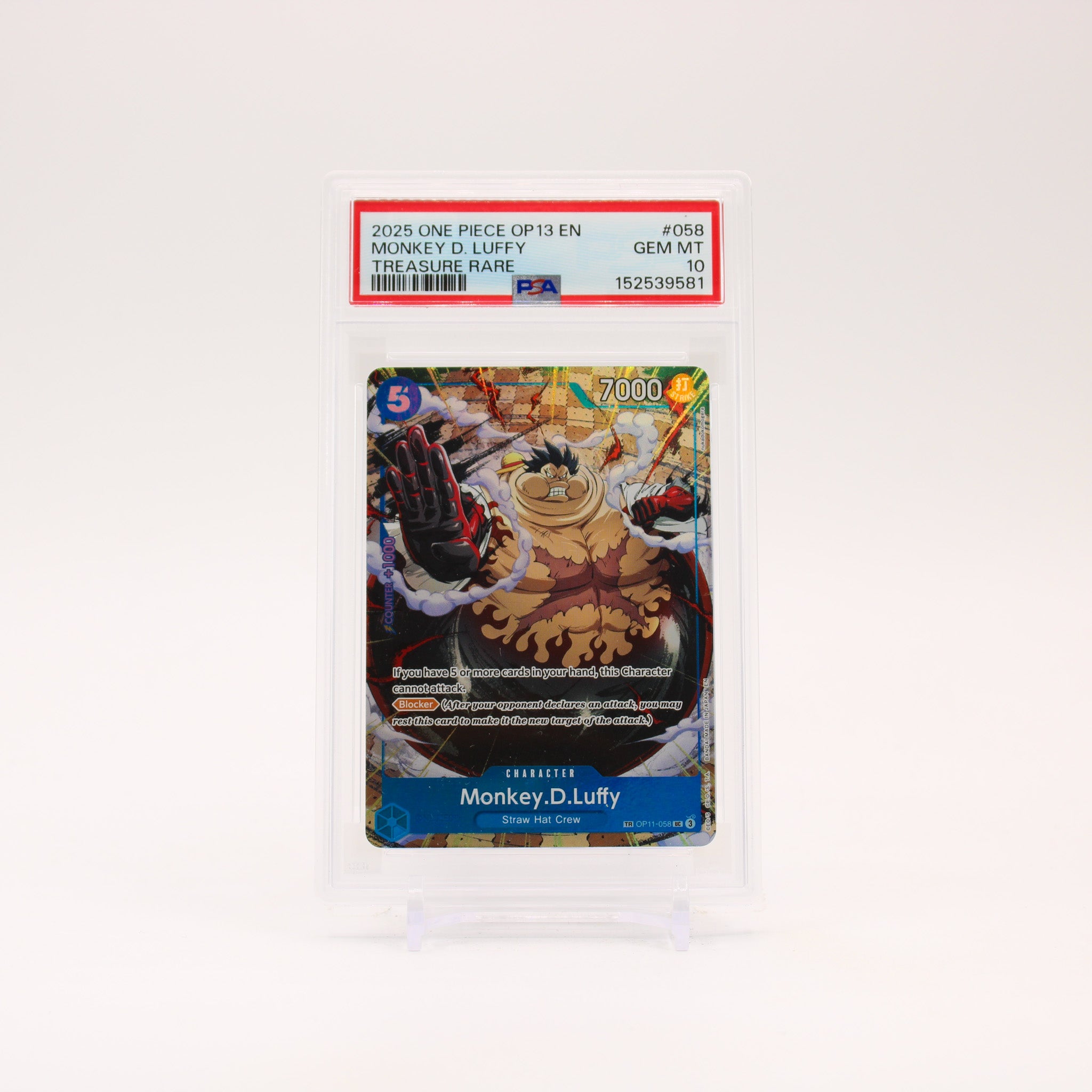 Monkey.D.Luffy TR - OP11-058 PSA 10 Carrying On His Will One Piece - GEM MT