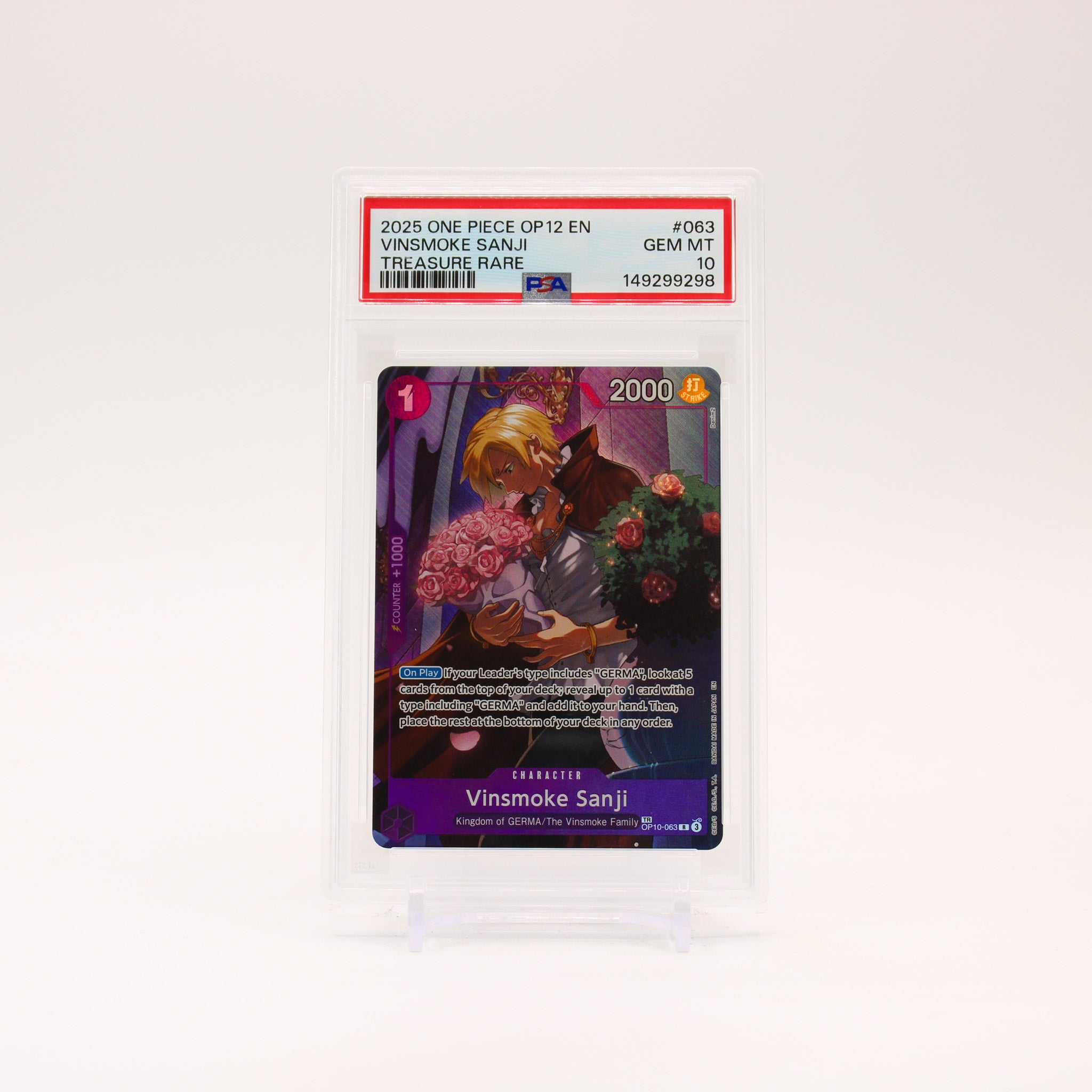 Vinsmoke Sanji TR - OP10-063 PSA 10 Legacy of the Master One Piece - GEM MT