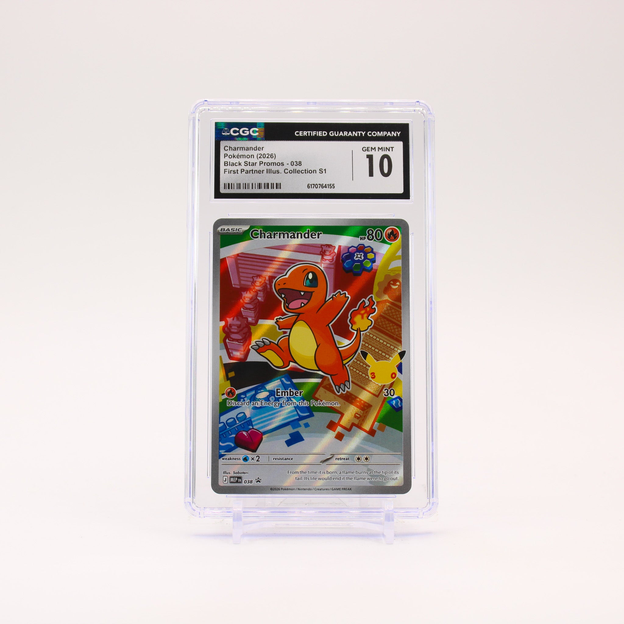 Charmander - MEP038 CGC 10 First Partner Illustration Promo Pokemon - GEM MINT