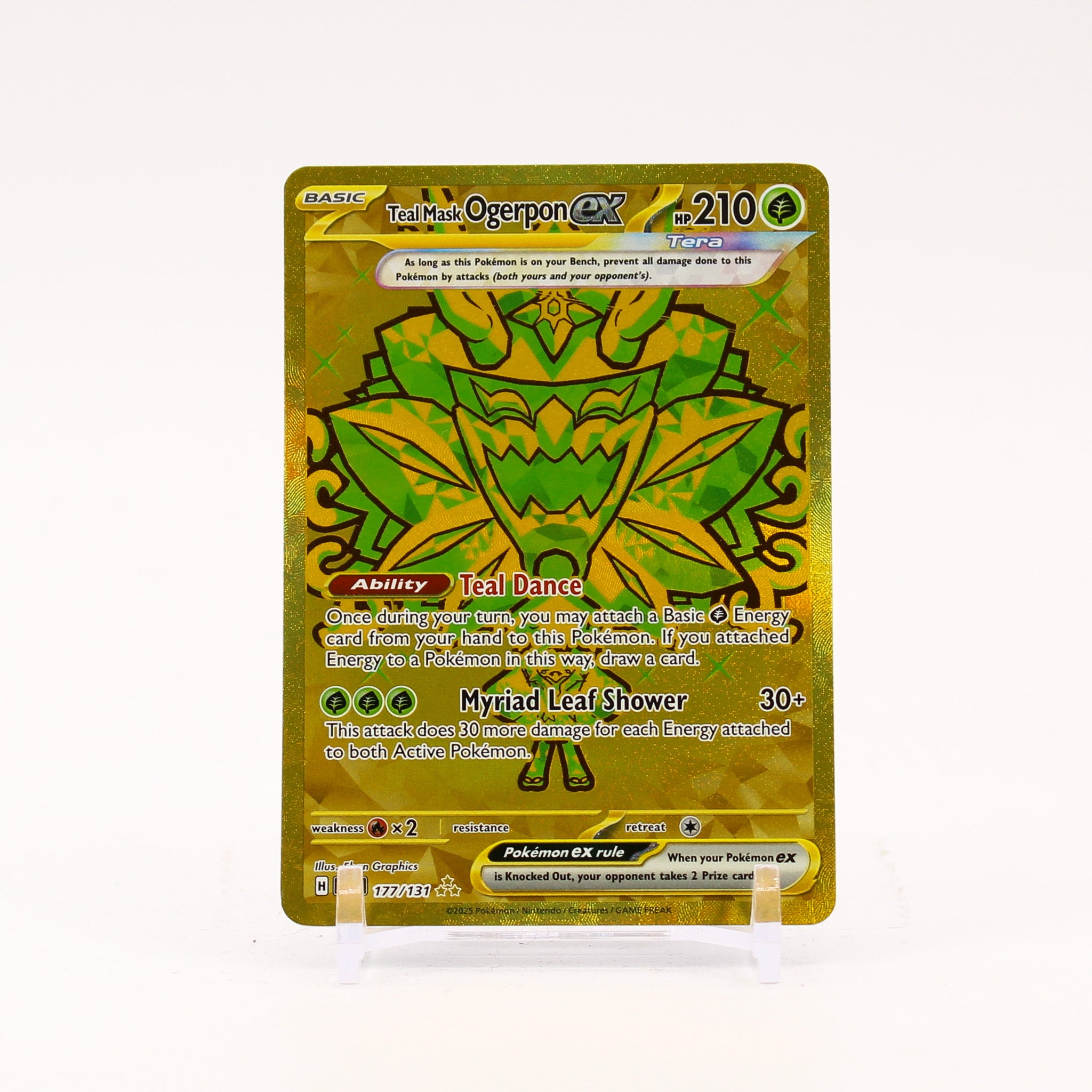 Teal Mask Ogerpon ex - 177/131 Prismatic Evolutions Gold Pokemon - NM/MINT