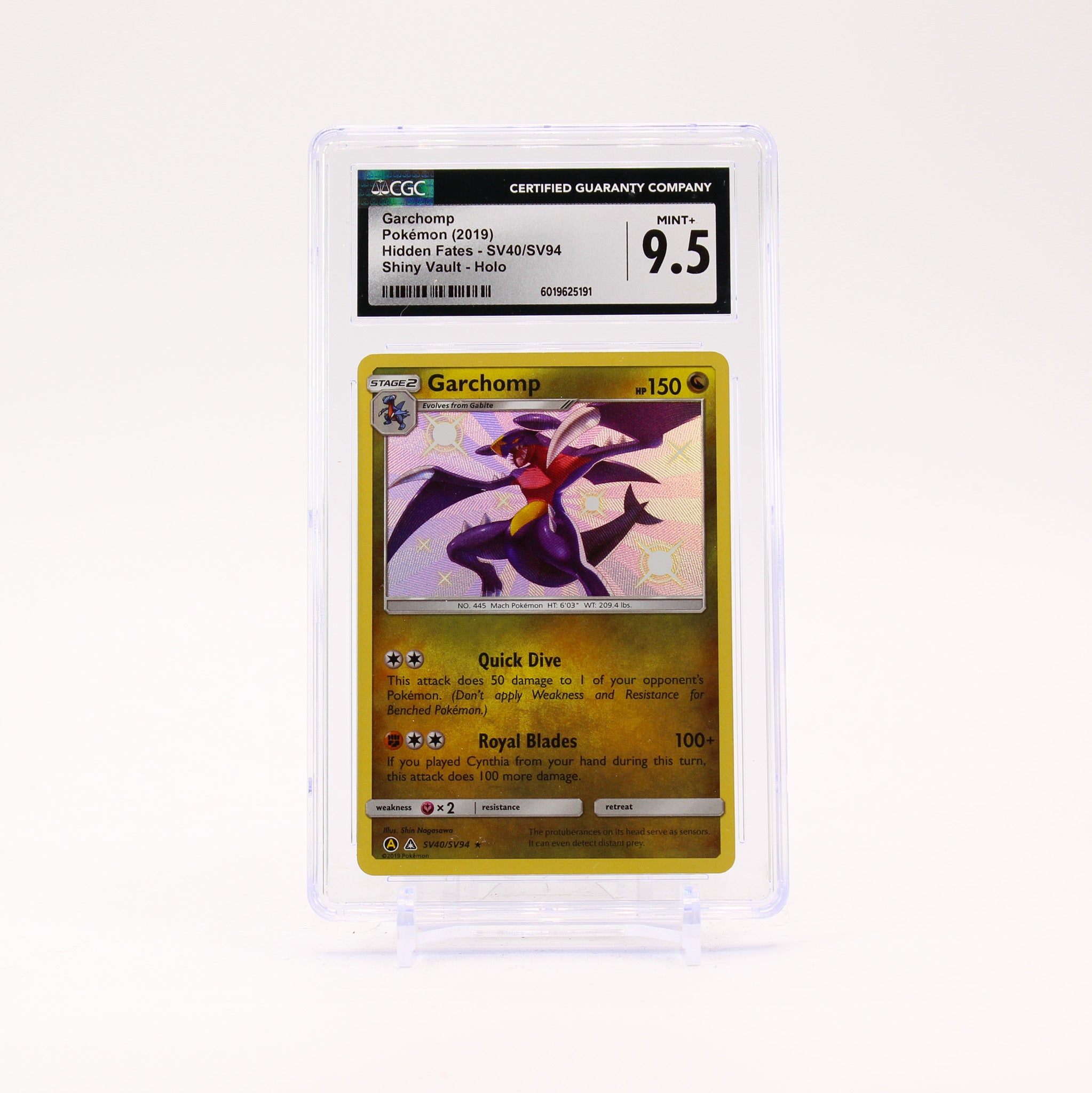 Garchomp - SV40/SV94 CGC 9.5 Hidden Fates Bab Shiny Holo Rare Pokemon - MINT+