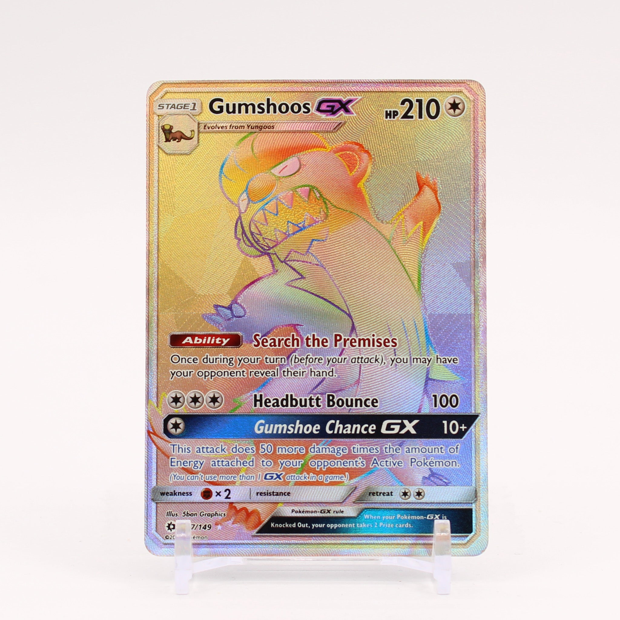 Gumshoos GX - 157/149 Sun & Moon Rainbow Pokemon - NM/MINT