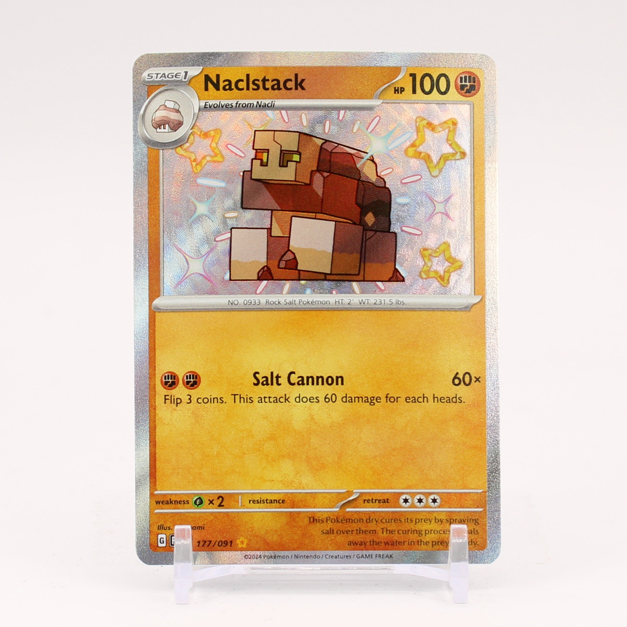 Naclstack - 177/091 Paldean Fates Baby Shiny Holo Rare Pokemon - NM/MINT