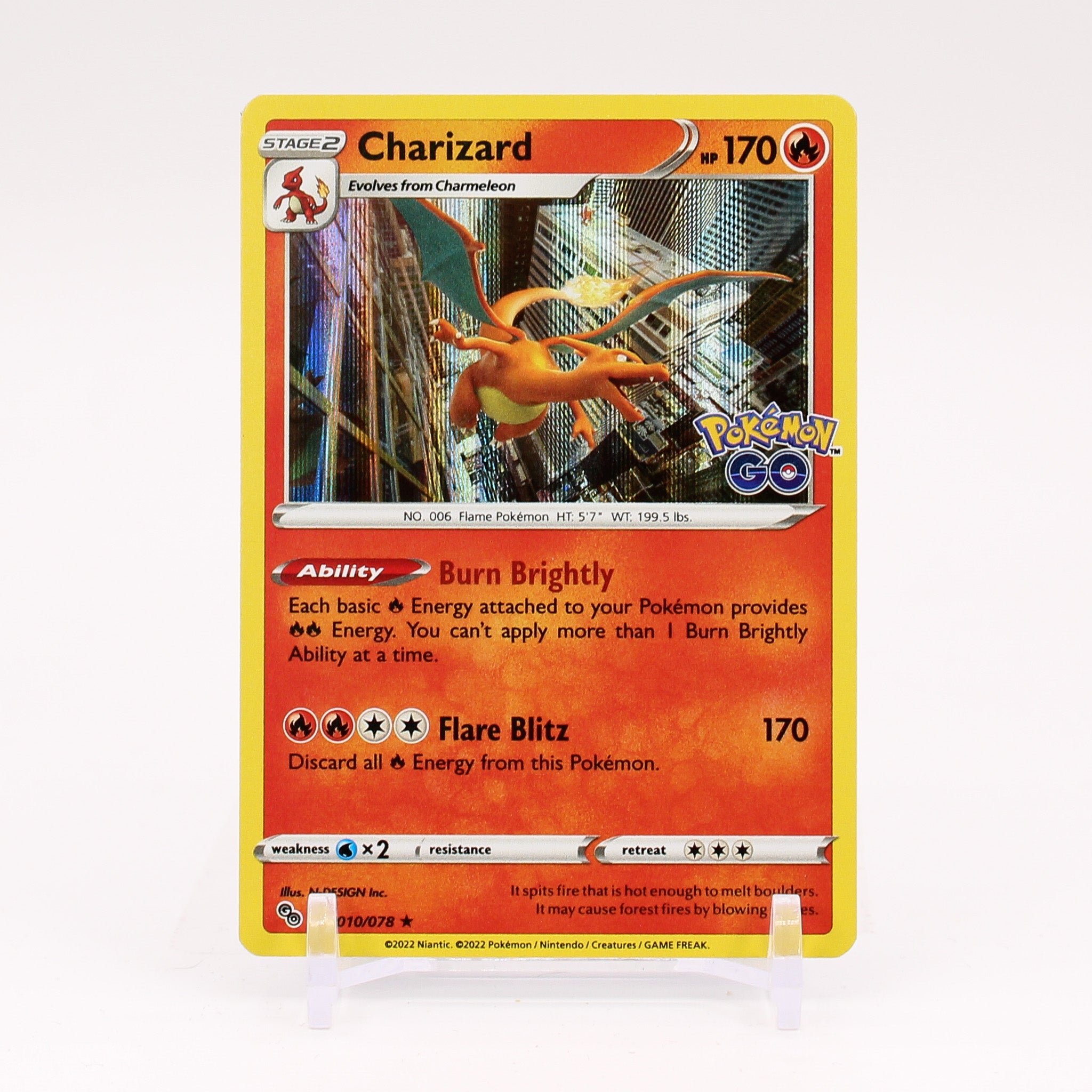 Charizard - 010/078 Pokemon GO Holo Rare Pokemon - NM/MINT