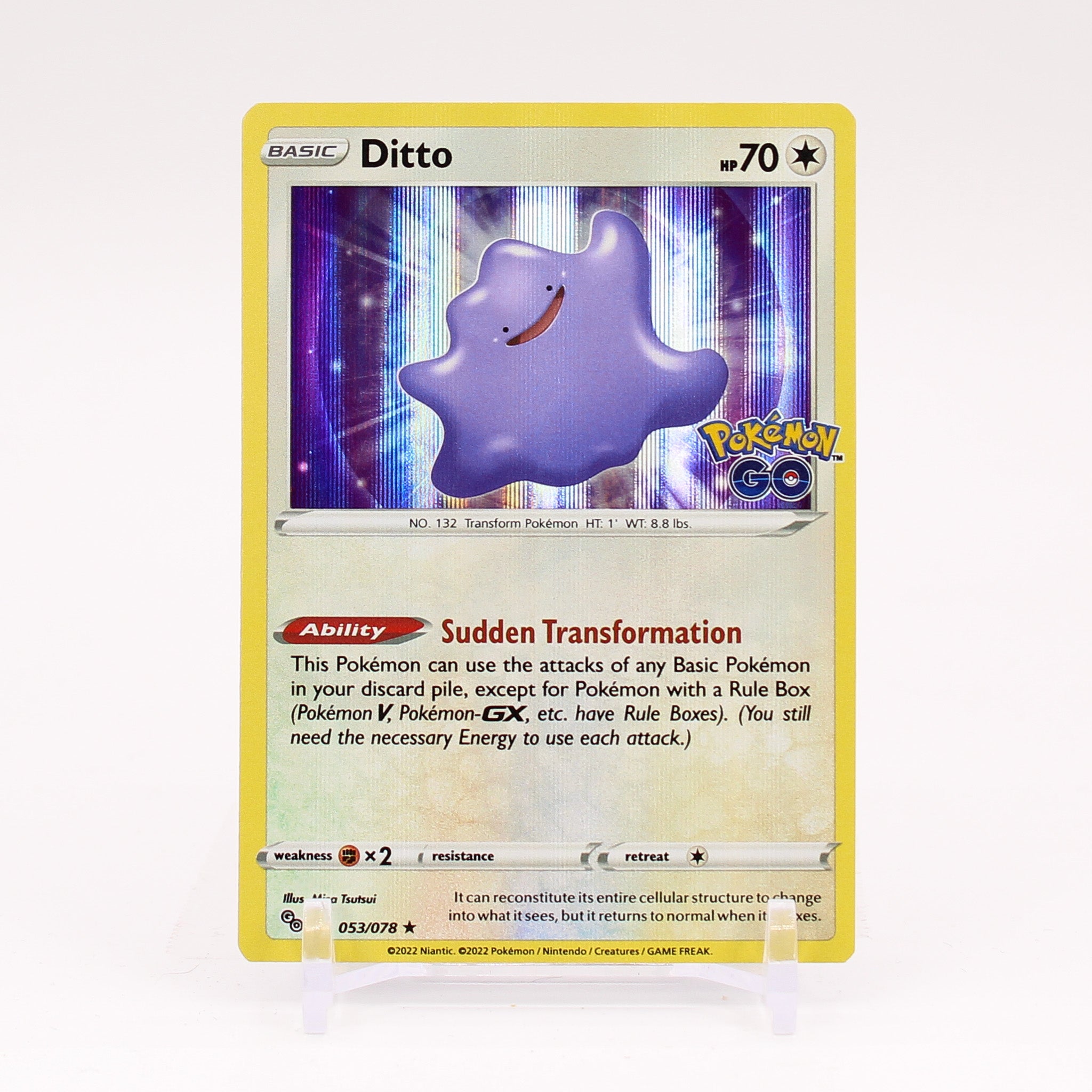 Ditto - 053/078 Pokemon GO Holo Rare Pokemon - NM/MINT