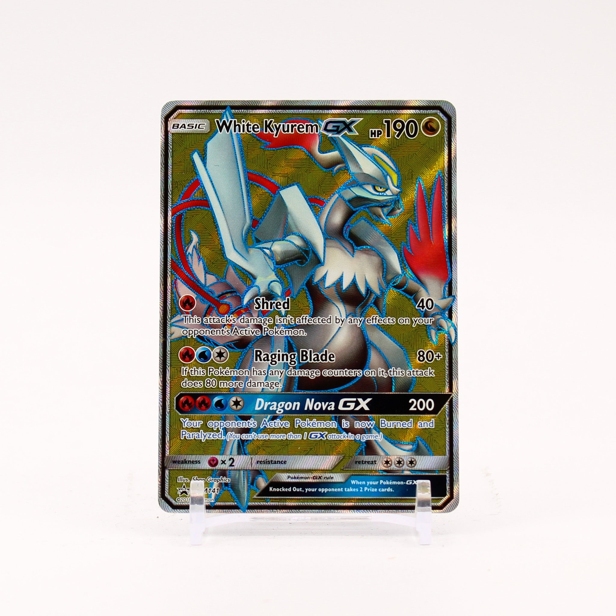 White Kyurem GX - SM141 Black Star Full Art Promo Pokemon - NM