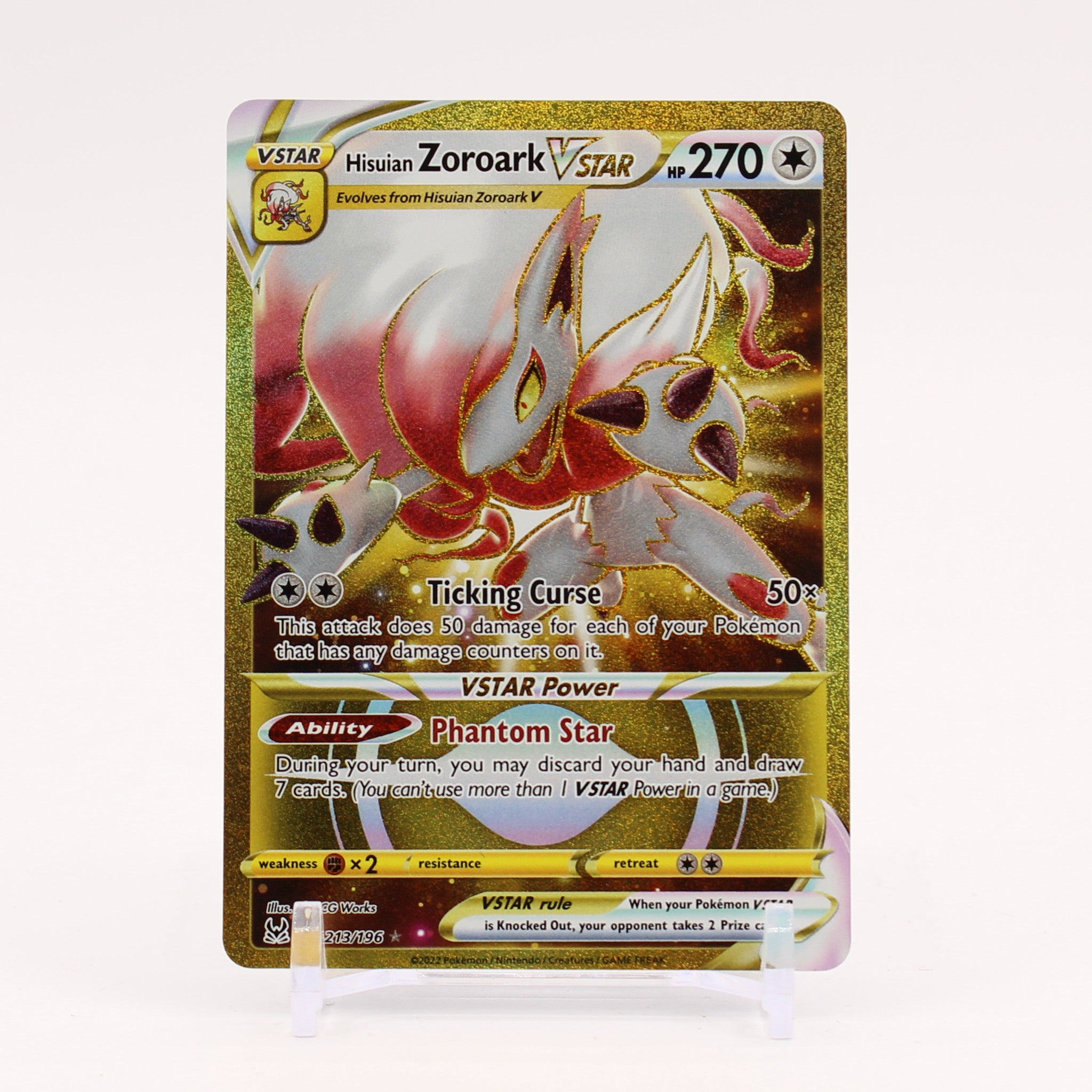 Hisuian Zoroark Vstar - 213/196 Lost Origin Gold Pokemon - NM/MINT