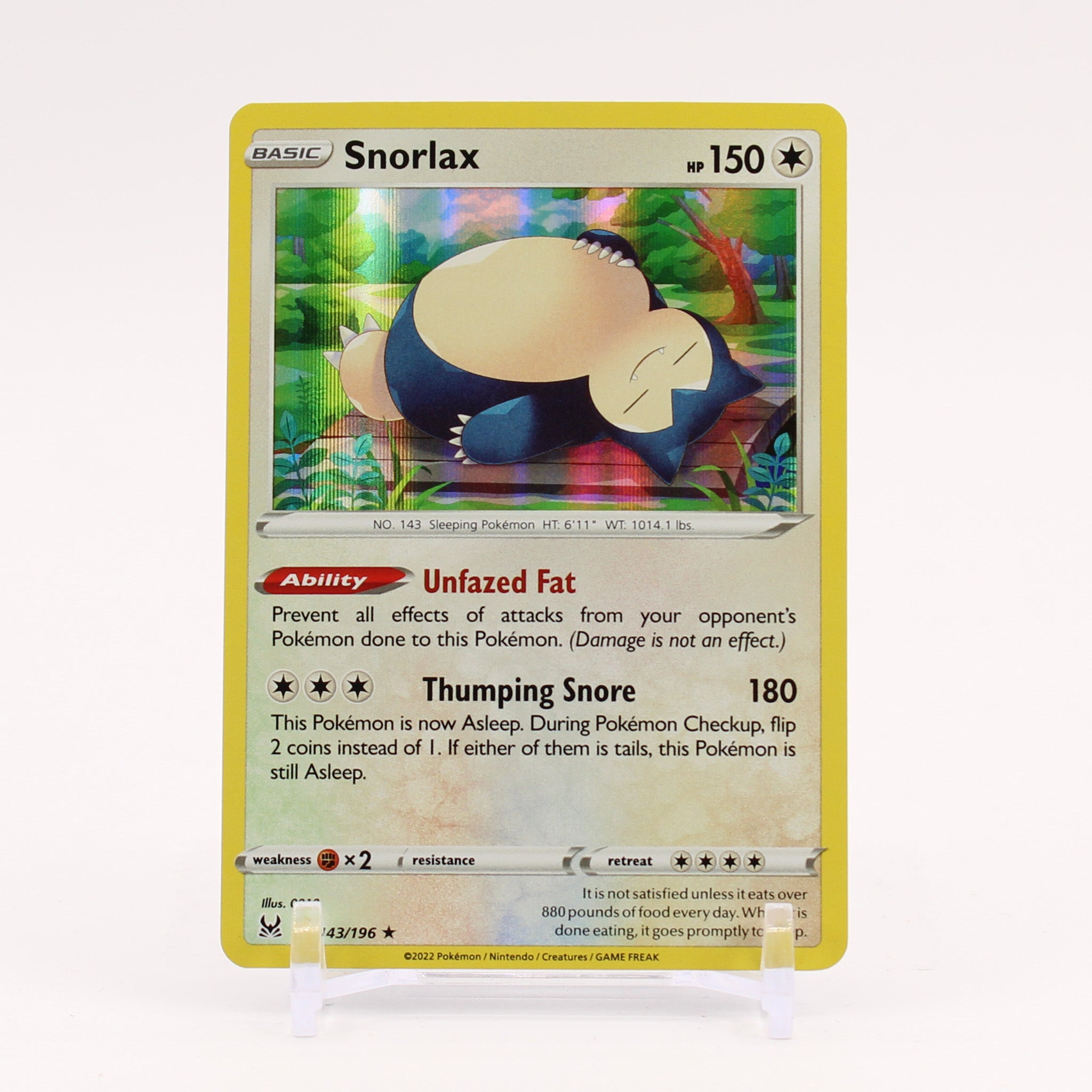 Snorlax - 143/196 Lost Origin Holo Rare Pokemon - NM/MINT