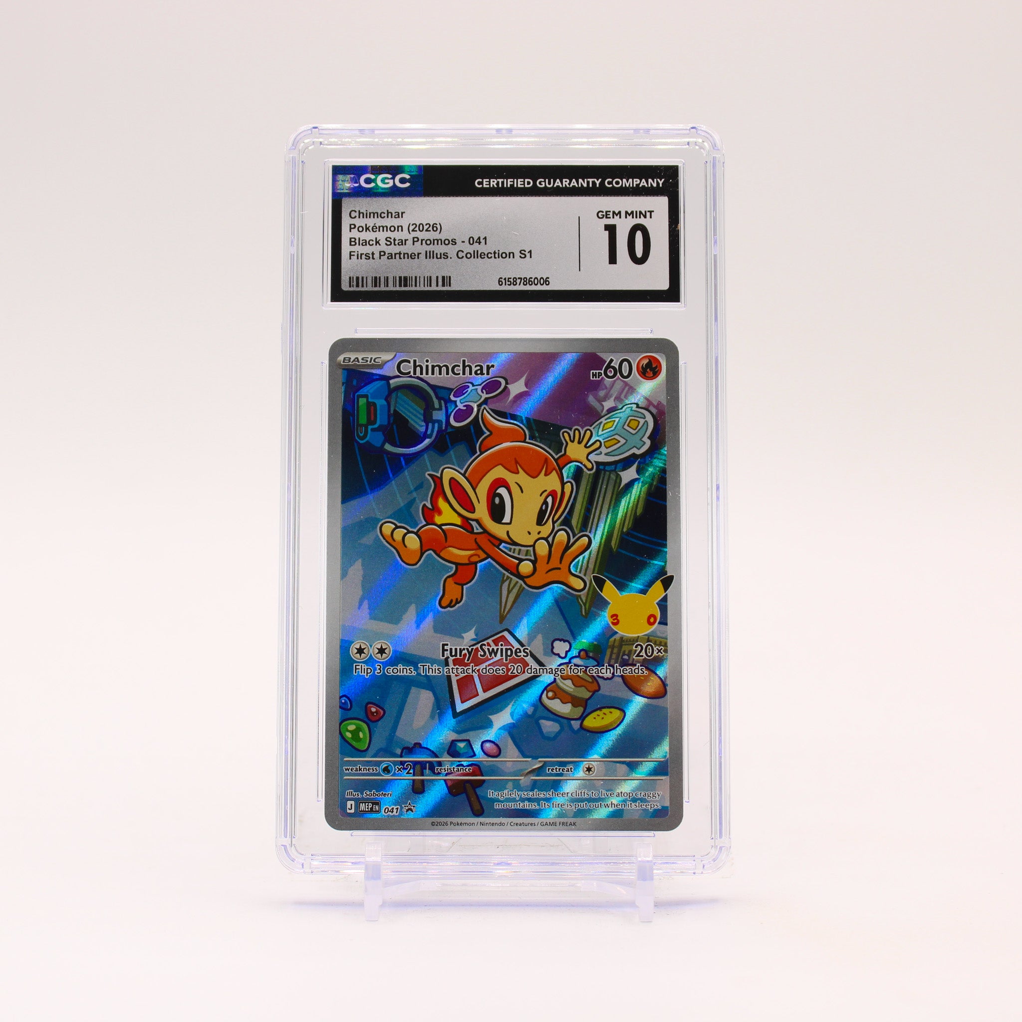 Chimchar - MEP041 CGC 10 First Partner Illustration Promo Pokemon - GEM MINT