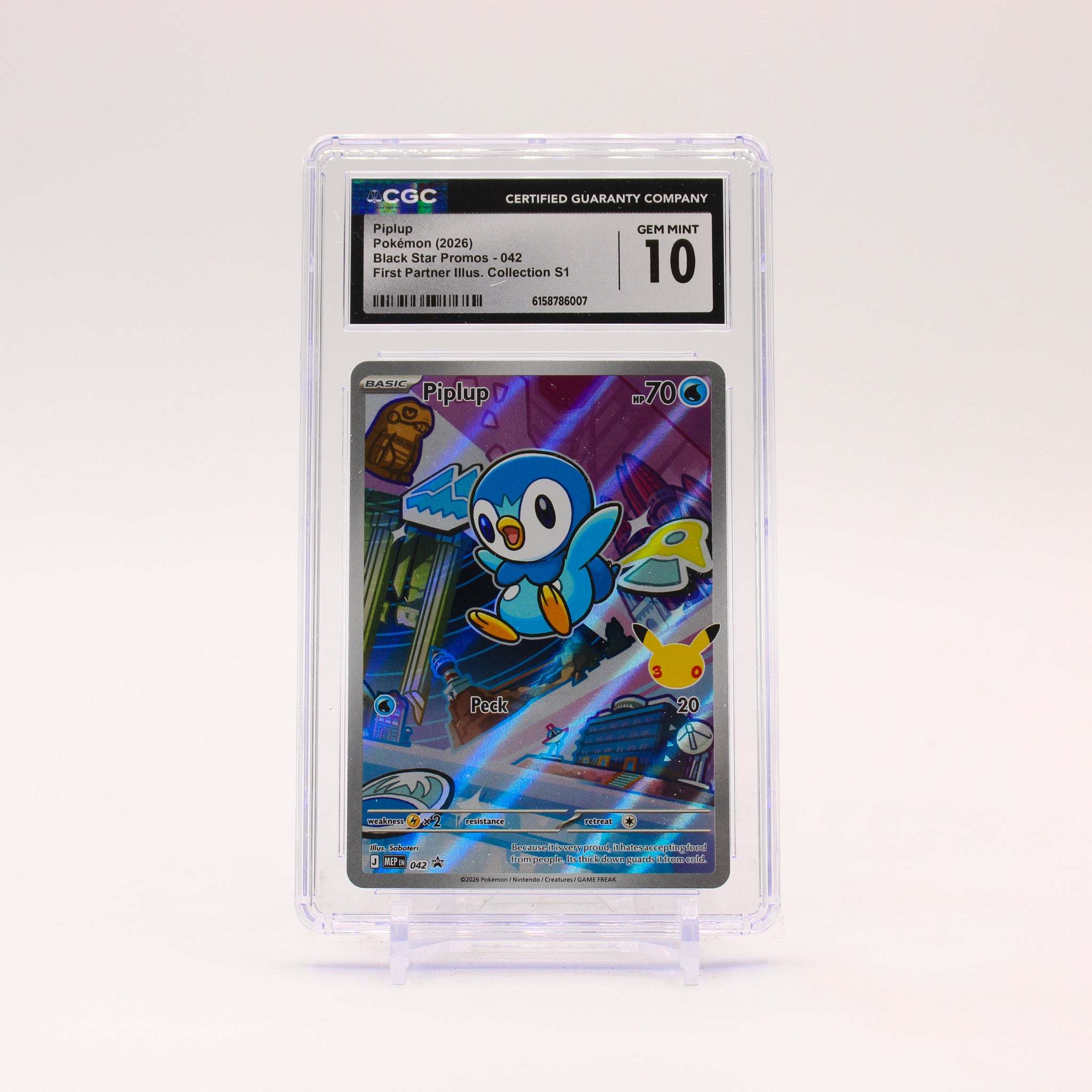 Piplup - MEP041 CGC 10 First Partner Illustration Promo Pokemon - GEM MINT