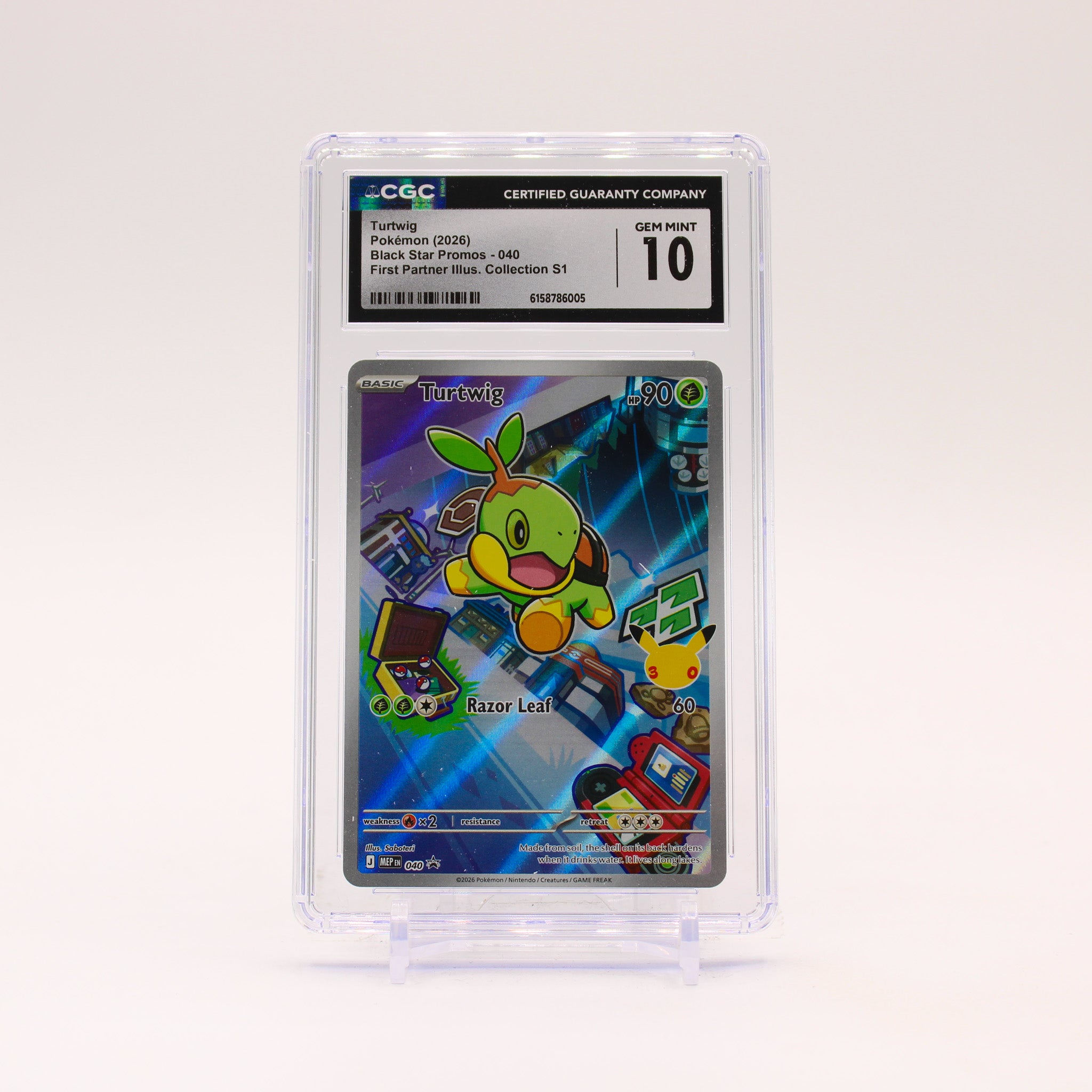 Turtwig - MEP041 CGC 10 First Partner Illustration Promo Pokemon - GEM MINT