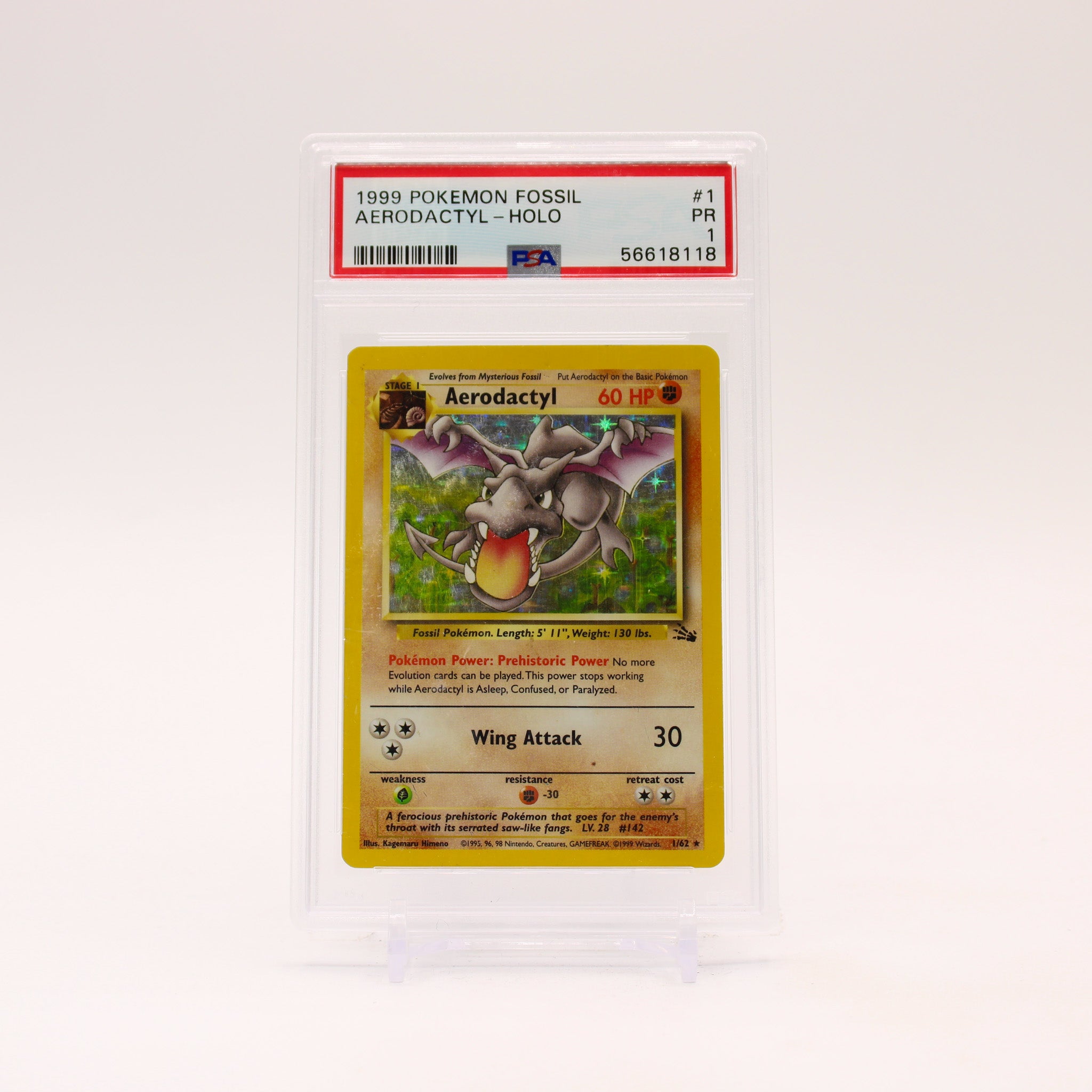 Aerodactyl - 1/62 PSA 1 Fossil Unlimited Holo Rare Pokemon - POOR