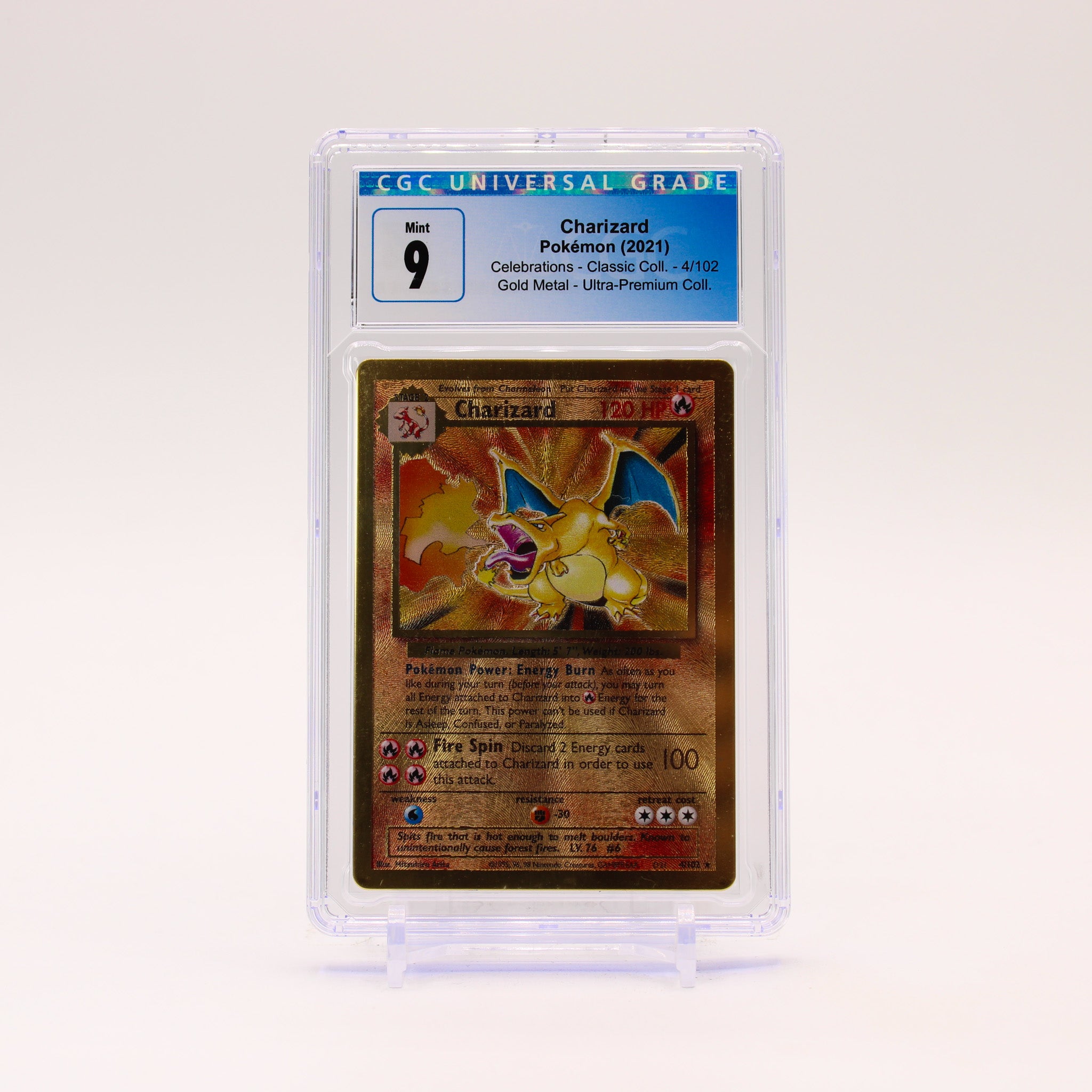 Charizard - 4/102 CGC 9 UPC Gold Metal Promo Pokemon - MINT