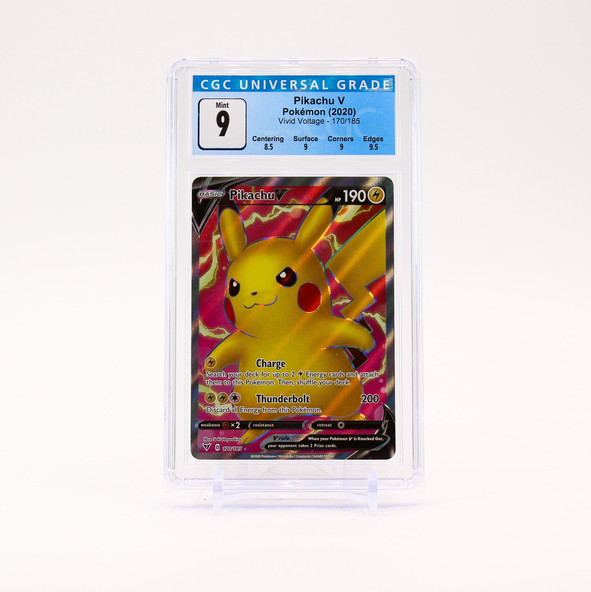 Pikachu V - 170/185 CGC 9 Vivid voltage Full Art Pokemon - MINT