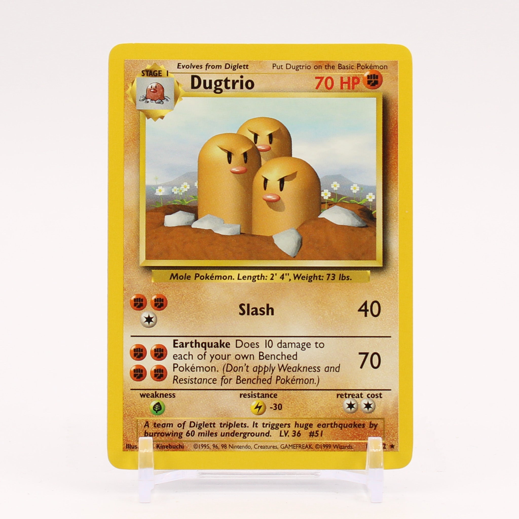 Dugtrio - 19/102 Base Set Unlimited Rare Pokemon - NM
