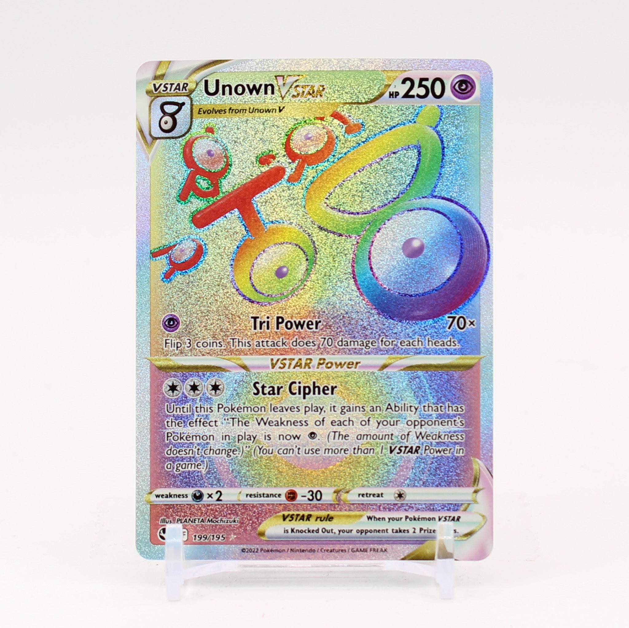 Unown Vstar - 199/195 Silver Tempest Rainbow Pokemon - NM/MINT