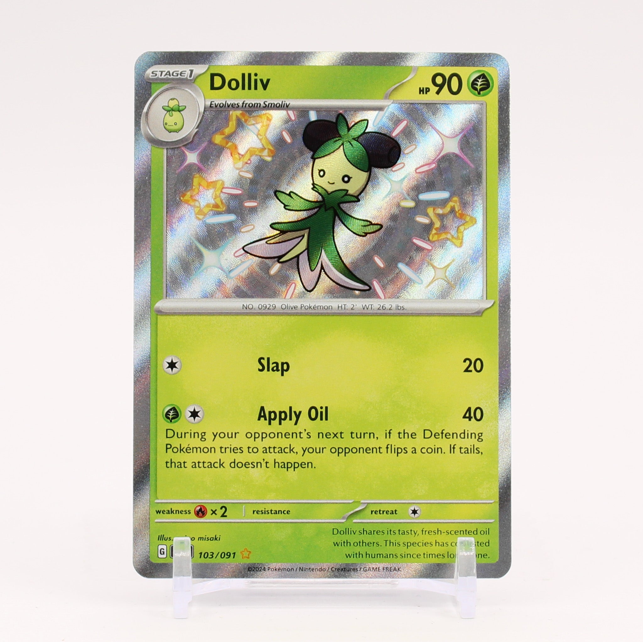 Dolliv - 103/091 Paldean Fates Baby Shiny Holo Rare Pokemon - NM/MINT