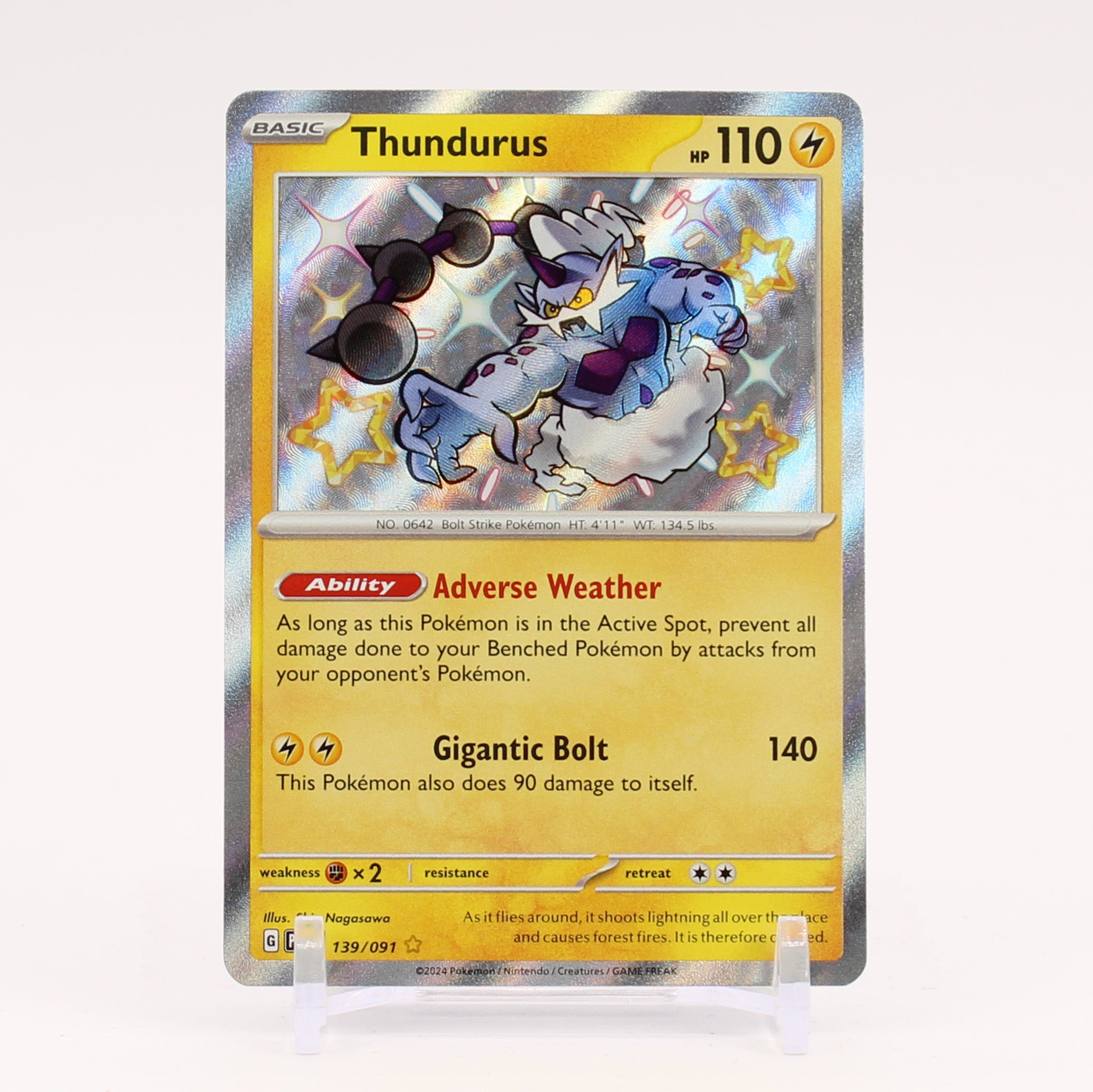 Thundurus - 139/091 Paldean Fates Baby Shiny Holo Rare Pokemon - NM/MINT