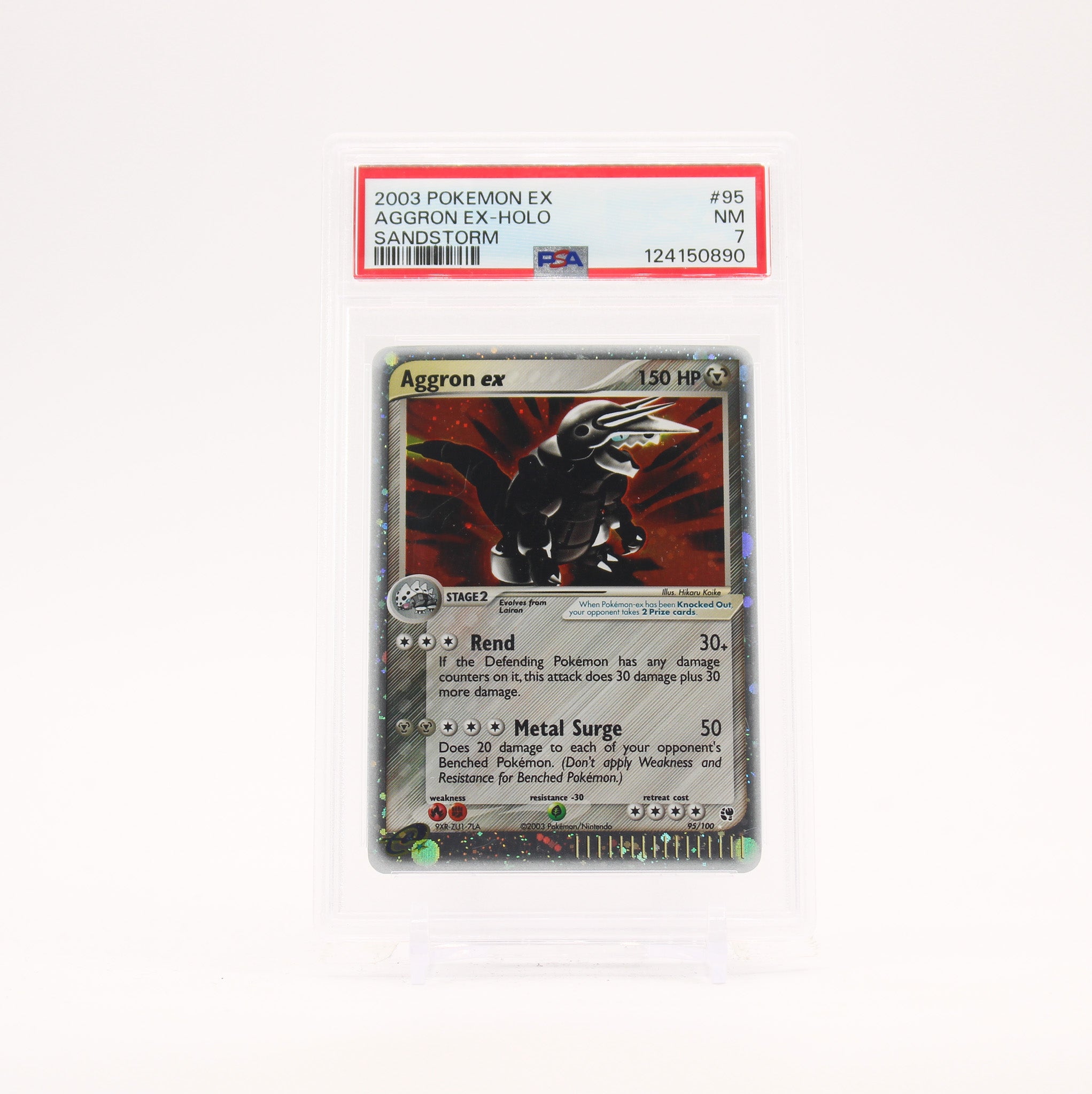 Aggron ex - 95/100 PSA 7 Sandstorm Ultra Rare Holo Pokemon - NM