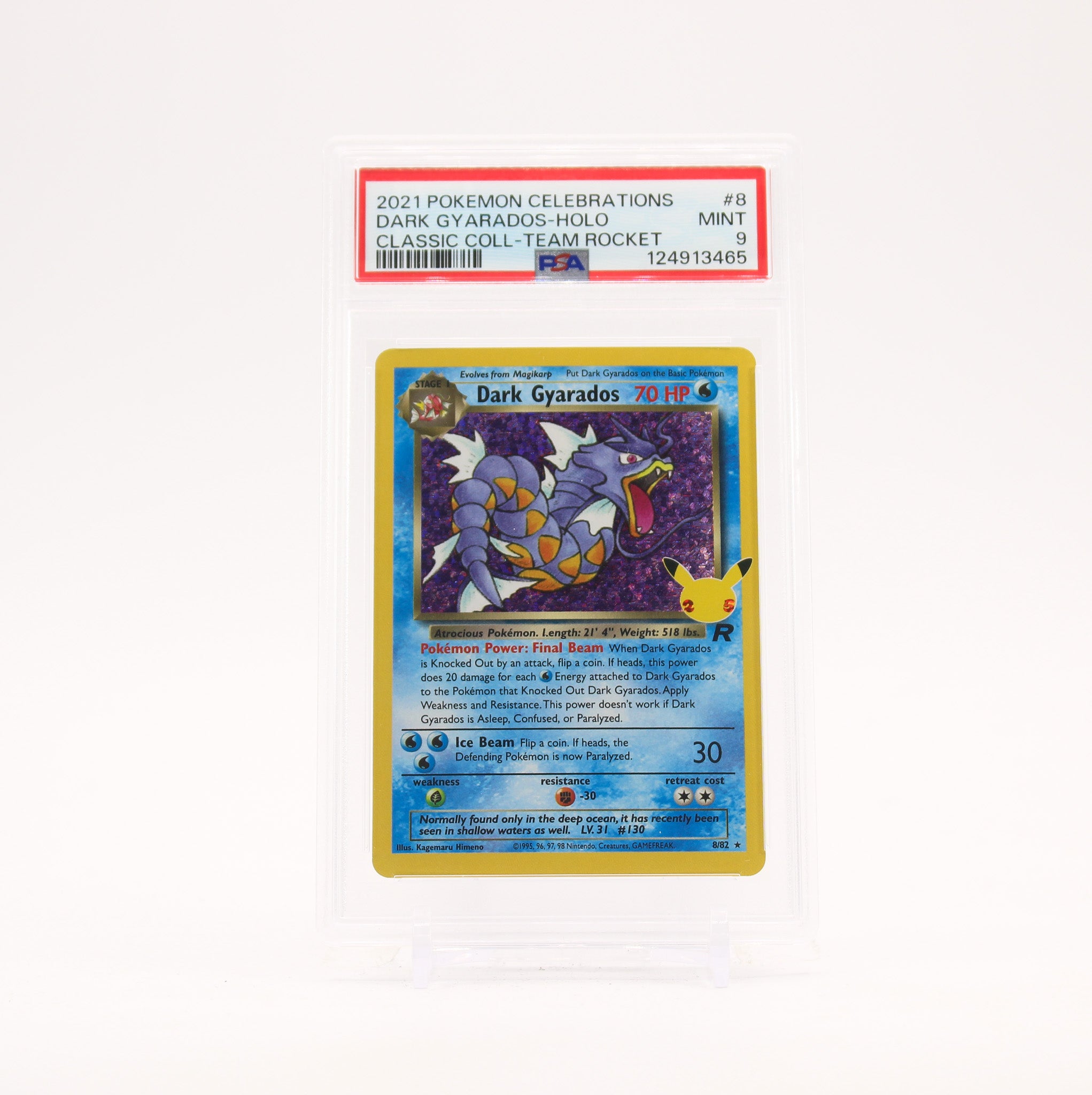 Dark Gyarados - 8/82 PSA 9 Celebrations 25th Classic Collection Holo Rare Pokemon - MINT