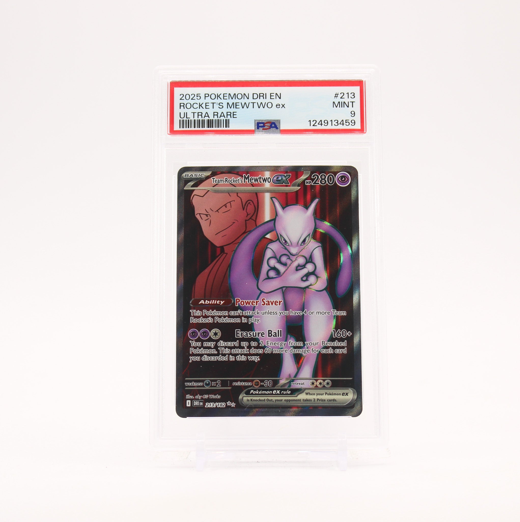Team Rocket's Mewtwo - 213/182 PSA 9 Destined Rivals Full Art Pokemon - MINT