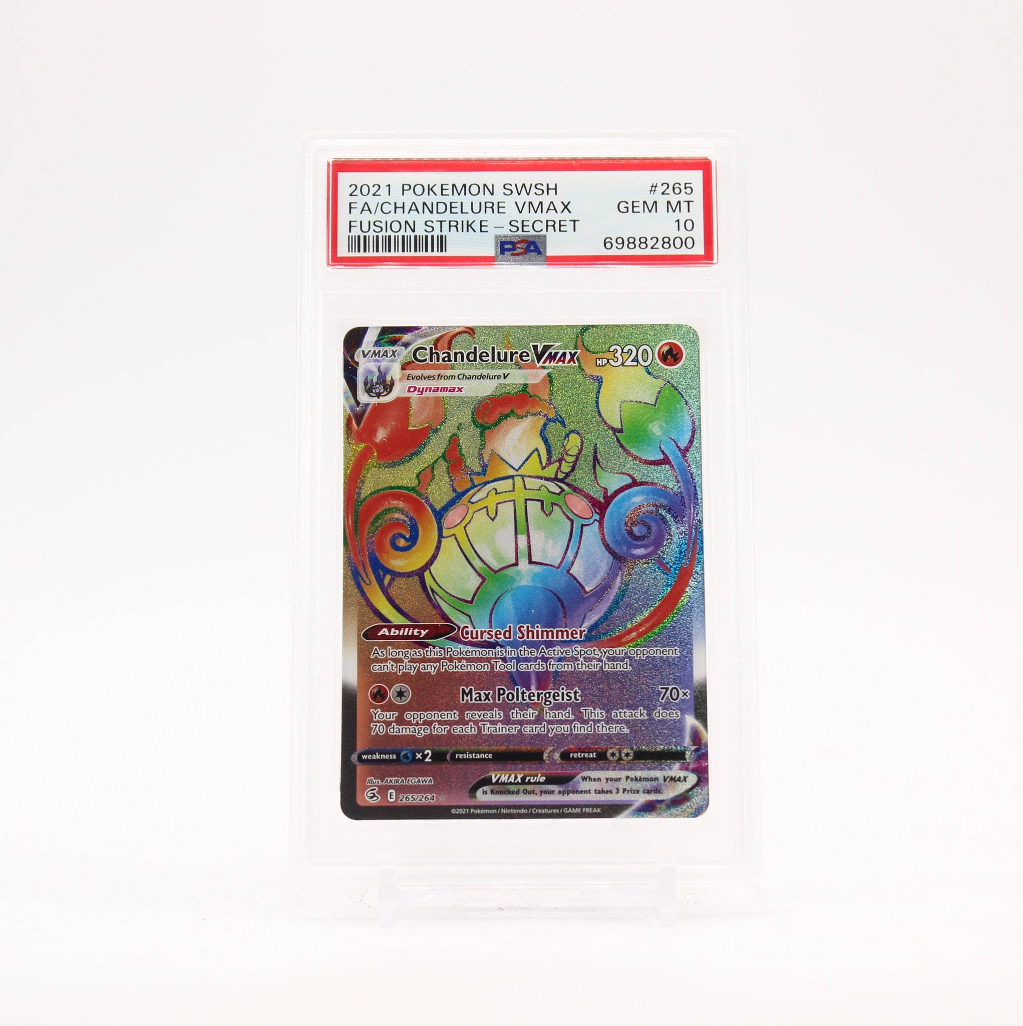 Chandelure Vmax - 265/264 PSA 10 Fusion Strike Rainbow Pokemon - GEM MT