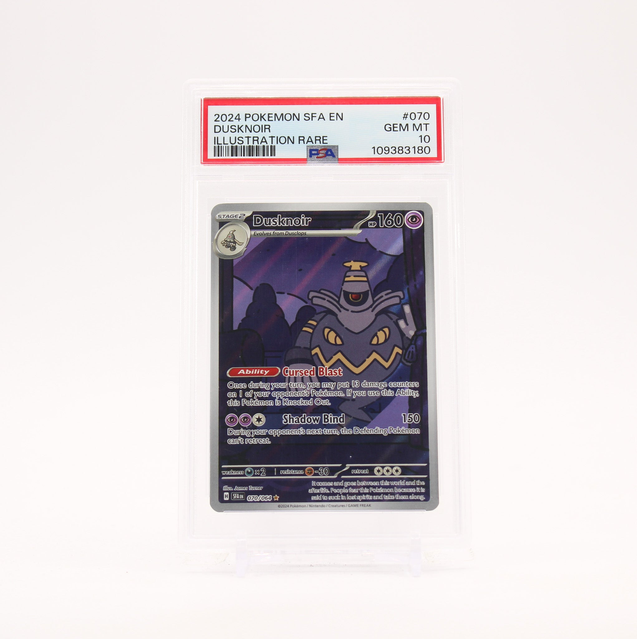 Dusknoir - 070/064 PSA 10 Shrouded Fable Illustration Rare Pokemon - GEM MT