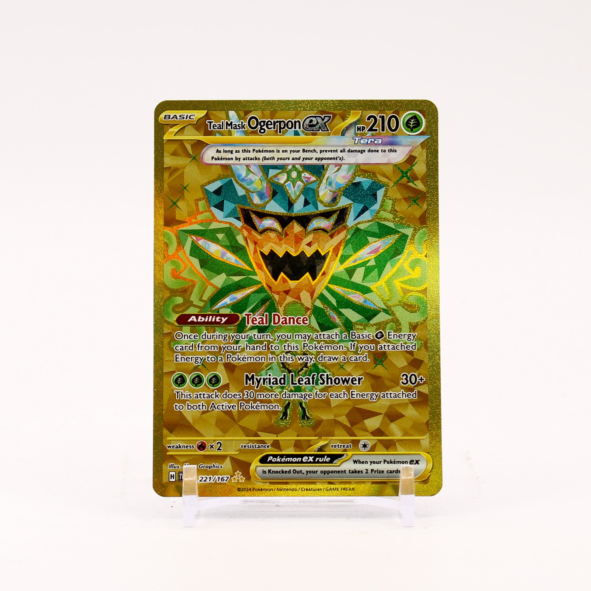 Teal Mask Ogerpon ex - 221/167 Twilight Masquerade Gold Pokemon - NM/MINT