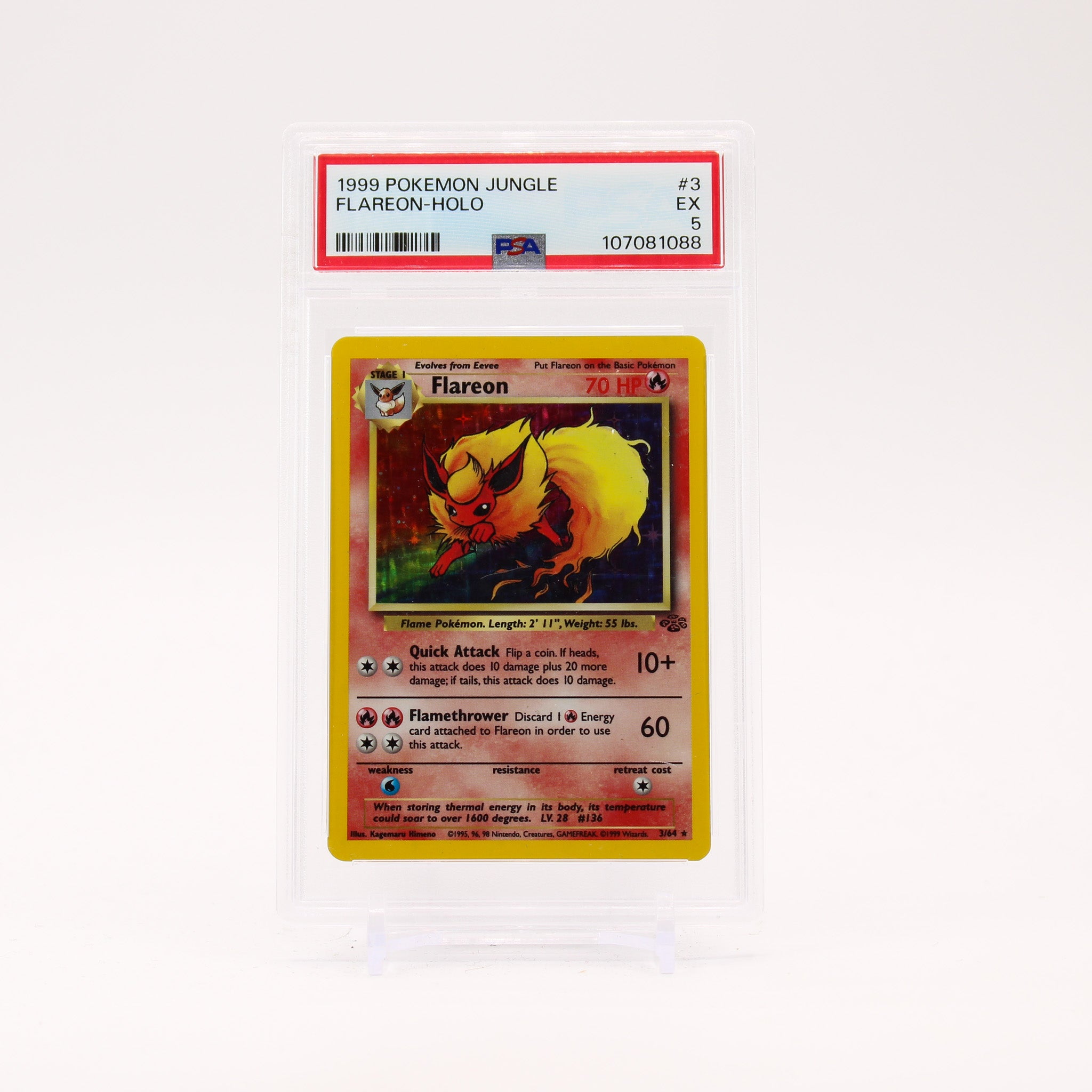 Flareon - 3/64 PSA 5 Jungle Unlimited Holo Rare Pokemon - EX