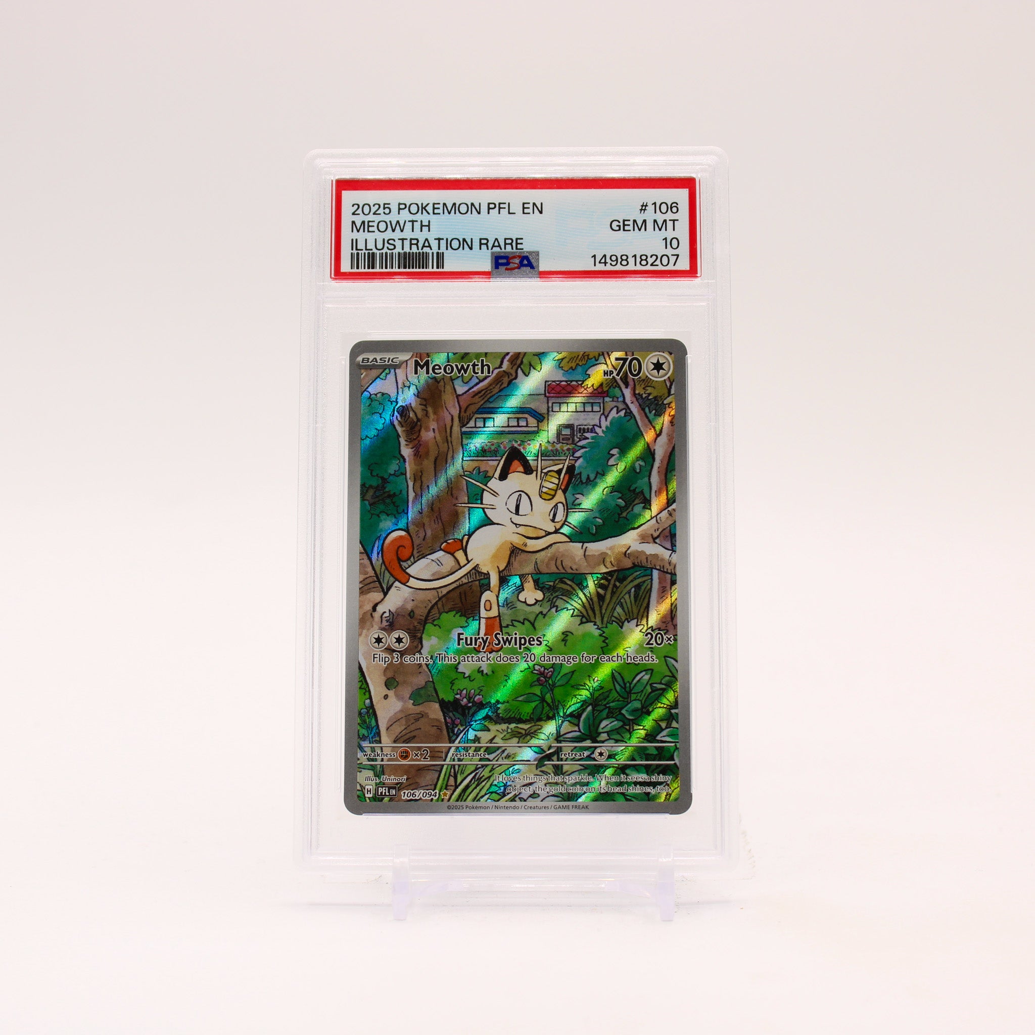 Meowth - 106/094 PSA 10 Phantasmal Flames Illustration Rare Pokemon - GEM MINT