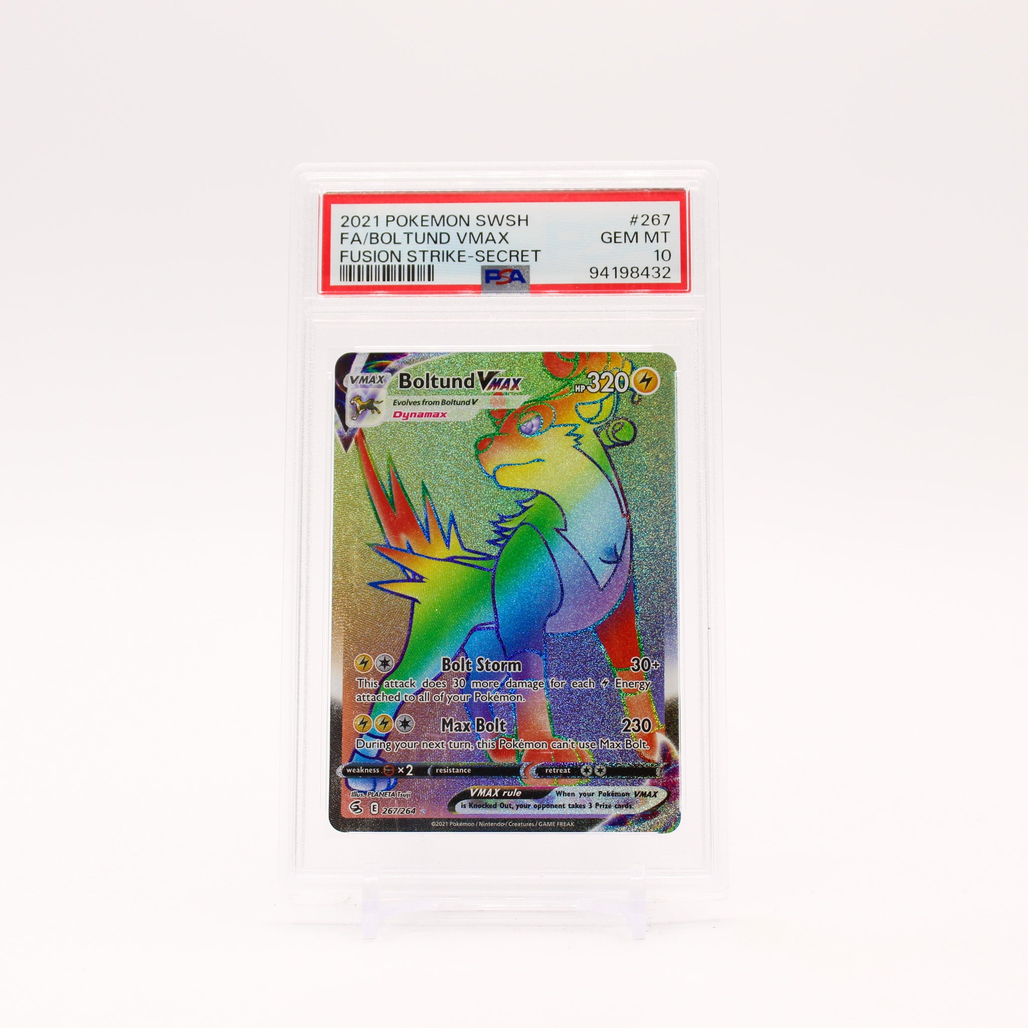 Boltund Vmax - 267/264 PSA 10 Fusion Strike Rainbow Pokemon - GEM MINT